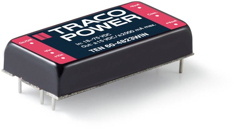 TracoPower TEN 60-4825WIN DC/DC napajanje - ispravljač za štampanu ploču 48 V/DC 24 V/DC, -24 V/DC 1.25 A 60 W Broj izlaza: 2 x.