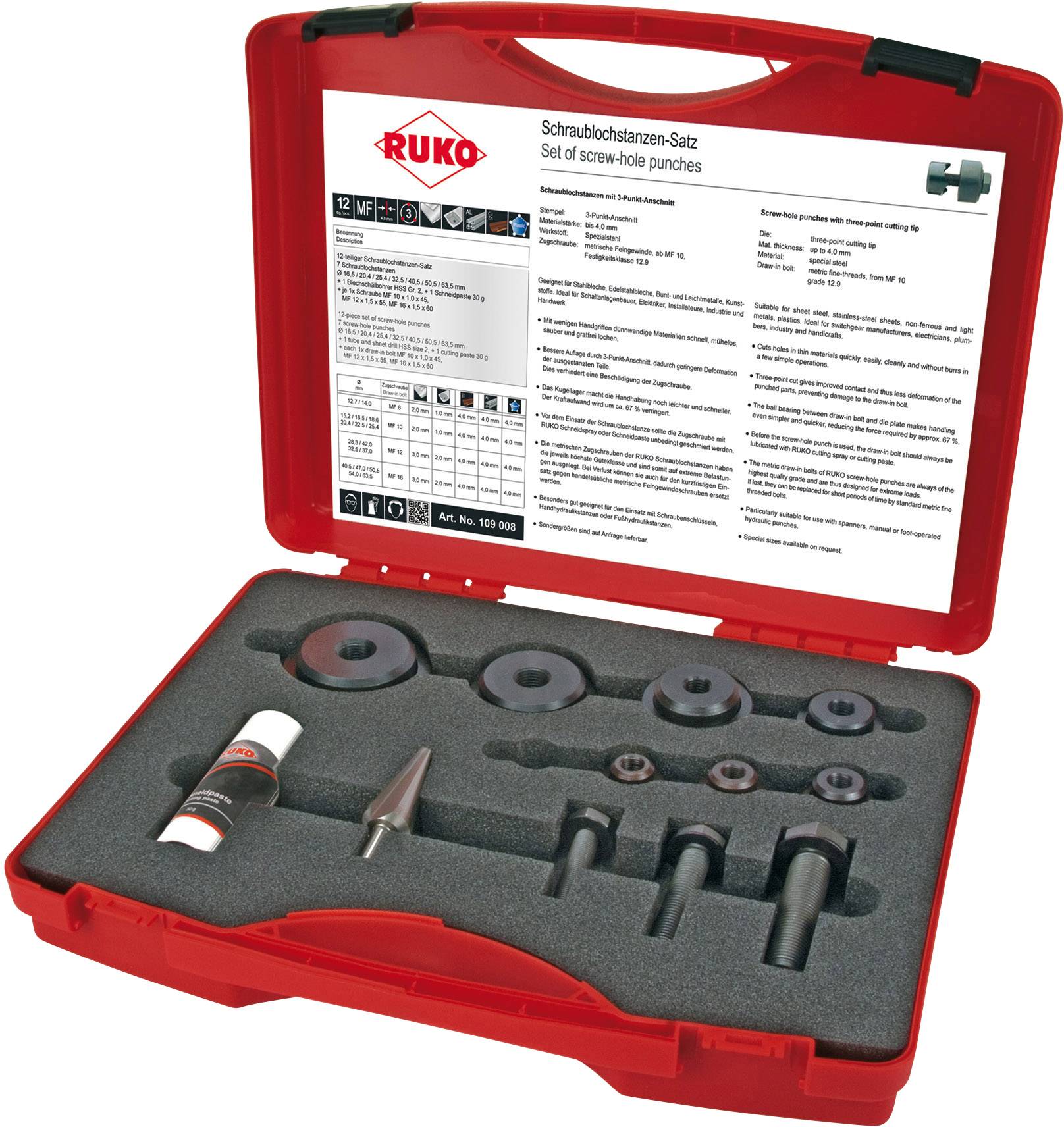 Ruko 109008 set probijača za lim, 12 delova