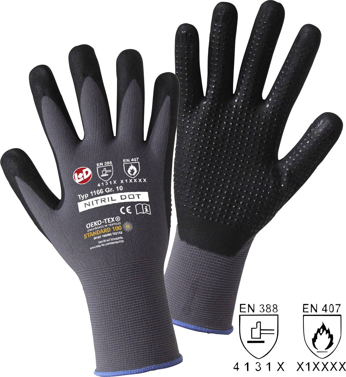 Leipold Doehle 1166-10 NITRIL DOT radne rukavice, 10, XL, crna, siva