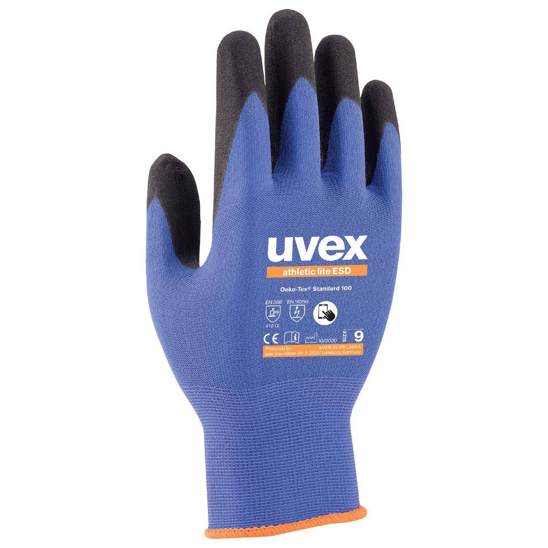 Uvex 6003511 montažne rukavice, ESD, plava, crna