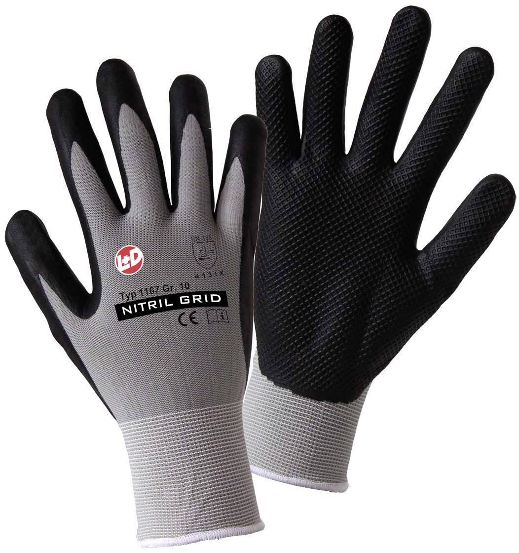 Leipold Doehle 1167-10 NITRIL GRID radne rukavice, 10, XL, crna, siva