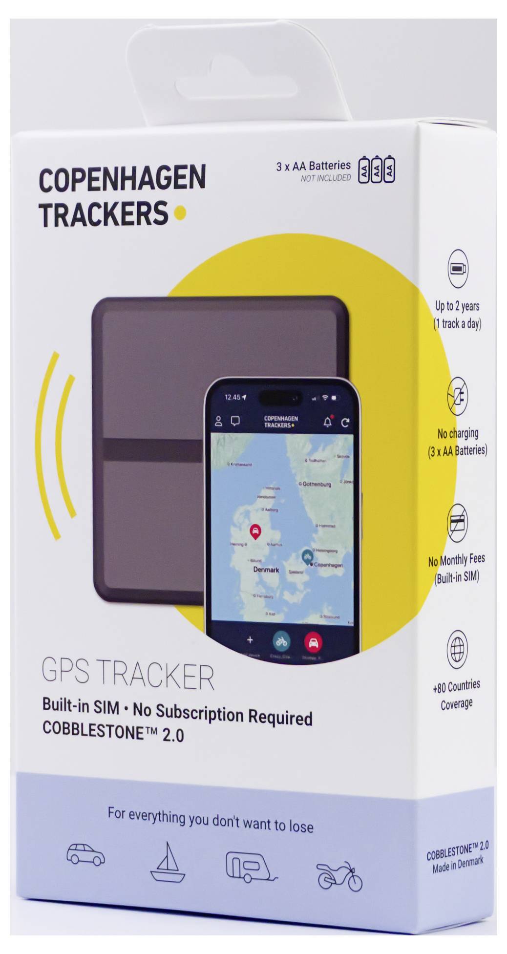 Cobblestone 2.0 (82000) samostalni GPS lokator na AA baterije, profili uživo, dnevno, nedeljno i parkiranje