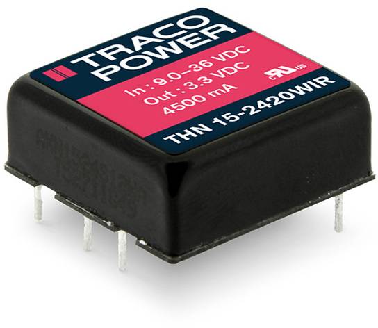 TracoPower DC/DC konvertor, ulaz 48V/DC, izlaz +15V/DC / -15V/DC, 500mA, 15W, izolacija 3000V/DC
