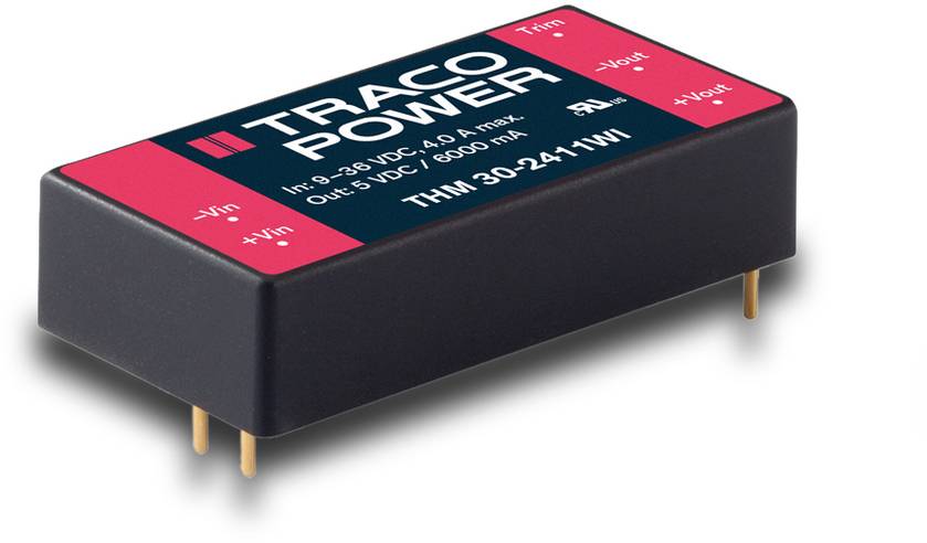 TracoPower DC/DC konvertor, ulaz 48V/DC, izlaz 24V/DC, 1,25A, 30W, izolacija 5000V/AC