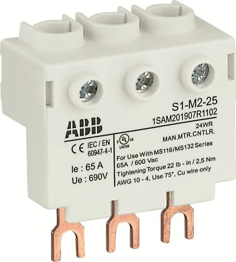 ABB 1SAM201907R1102 S1-M2-25 3-fazni dovodni blok visok, za MS116 / MS132, 25 mm² 3-polni 65 A