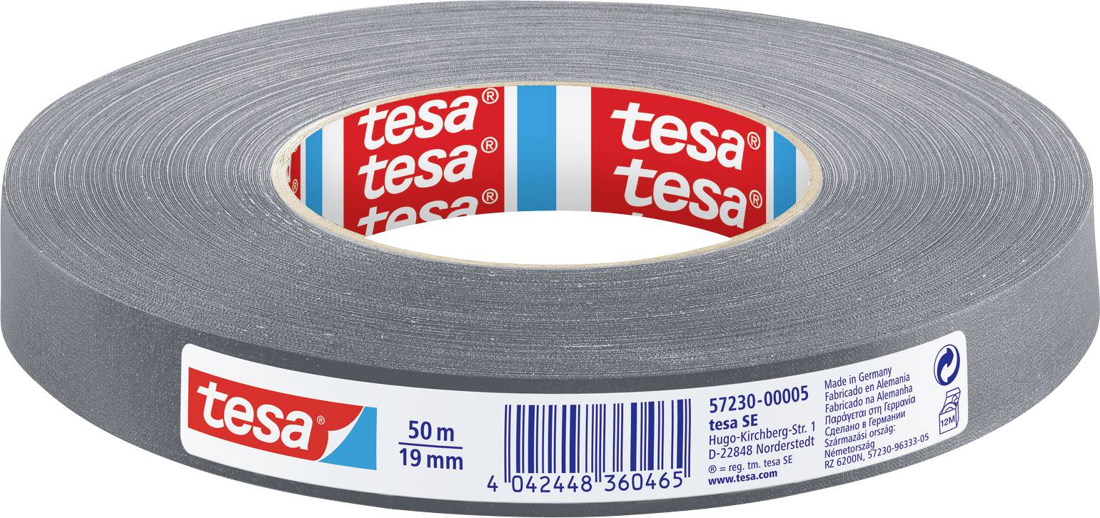 Tesa 1486957 tekstilna lepljiva traka 50 m x 19 mm, siva, sa tkanina presvučena akrilom, kaučuk