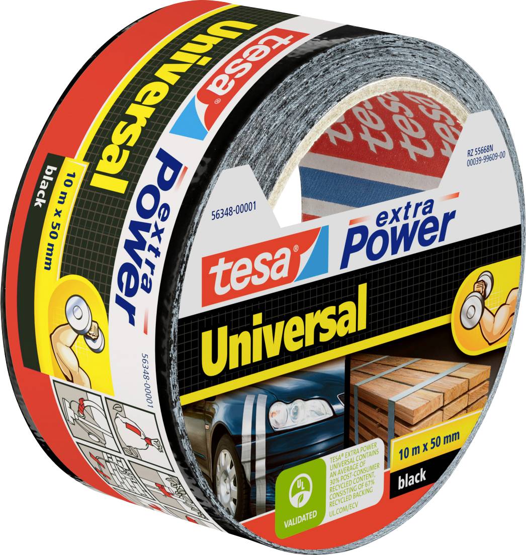 Tesa 1486962 tekstilna lepljiva traka 10 m x 50 mm, crna, polietilen, kaučuk, debljina 0.215 mm