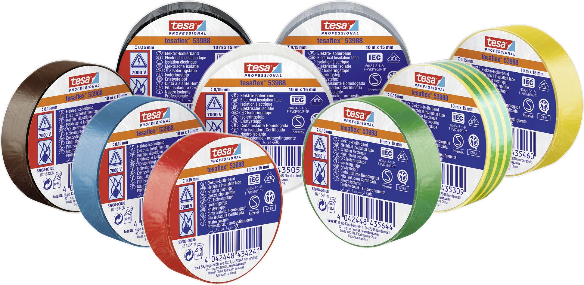 tesa 53988-00135-00 izolir traka bela, crna 10 m x 15 mm 10 kom