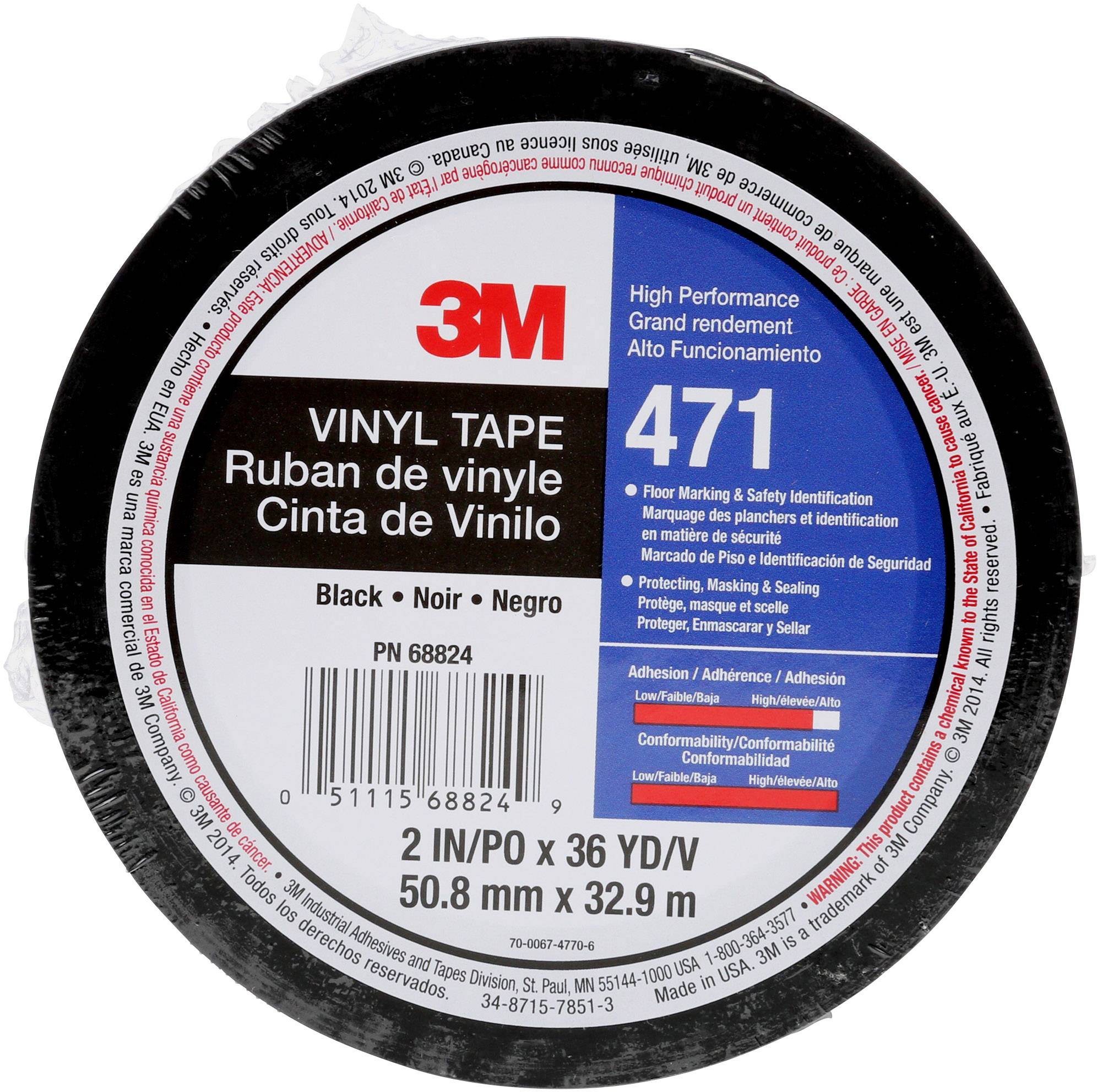 3M 471S50IW PVC lepljiva traka 33 m x 50 mm, crna, debljina 0.132 mm, sila kidanja 270 N/10 mm