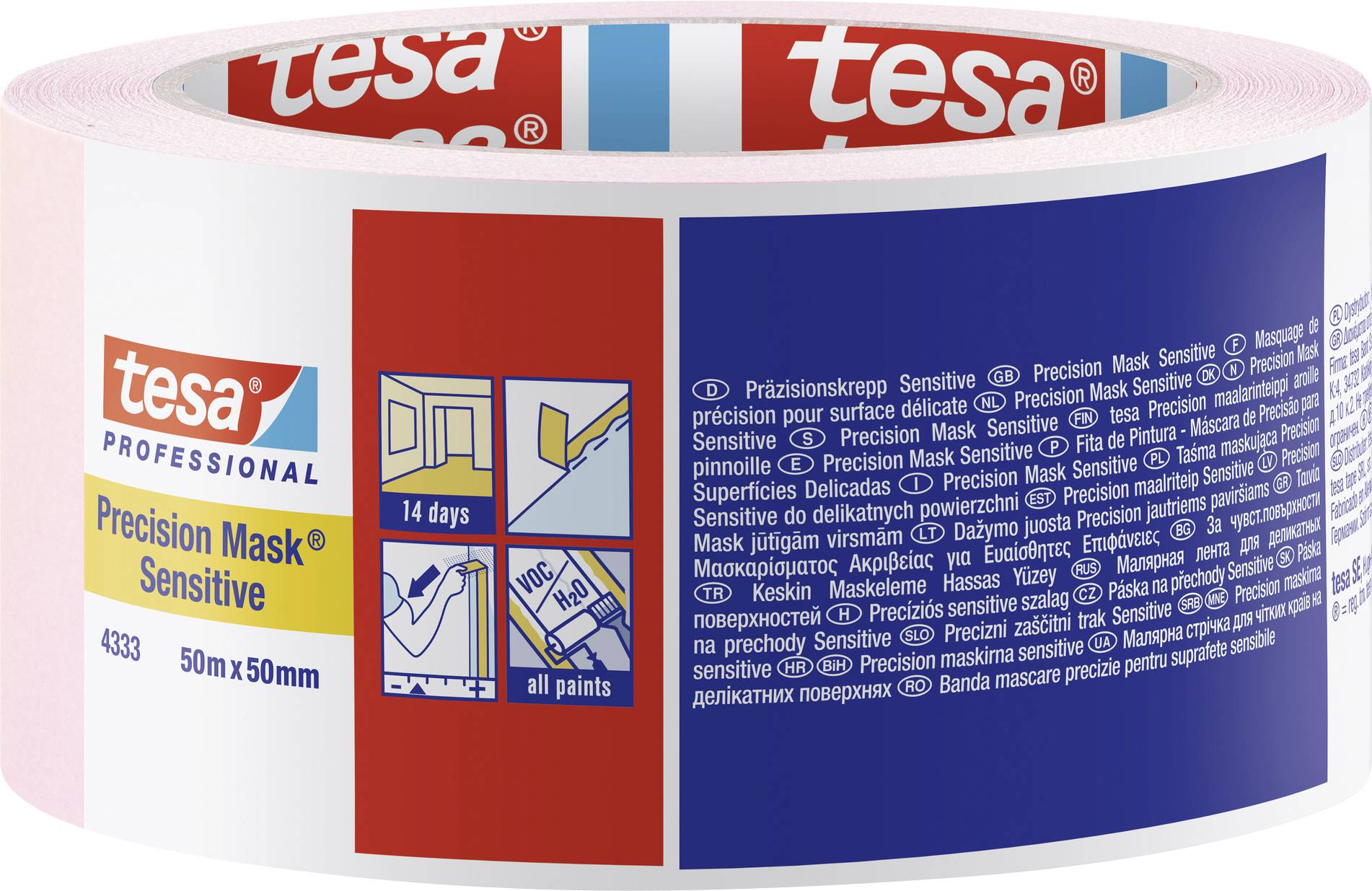 tesa PRECISION krep lepljiva traka roze 50 m x 50 mm 1 kom