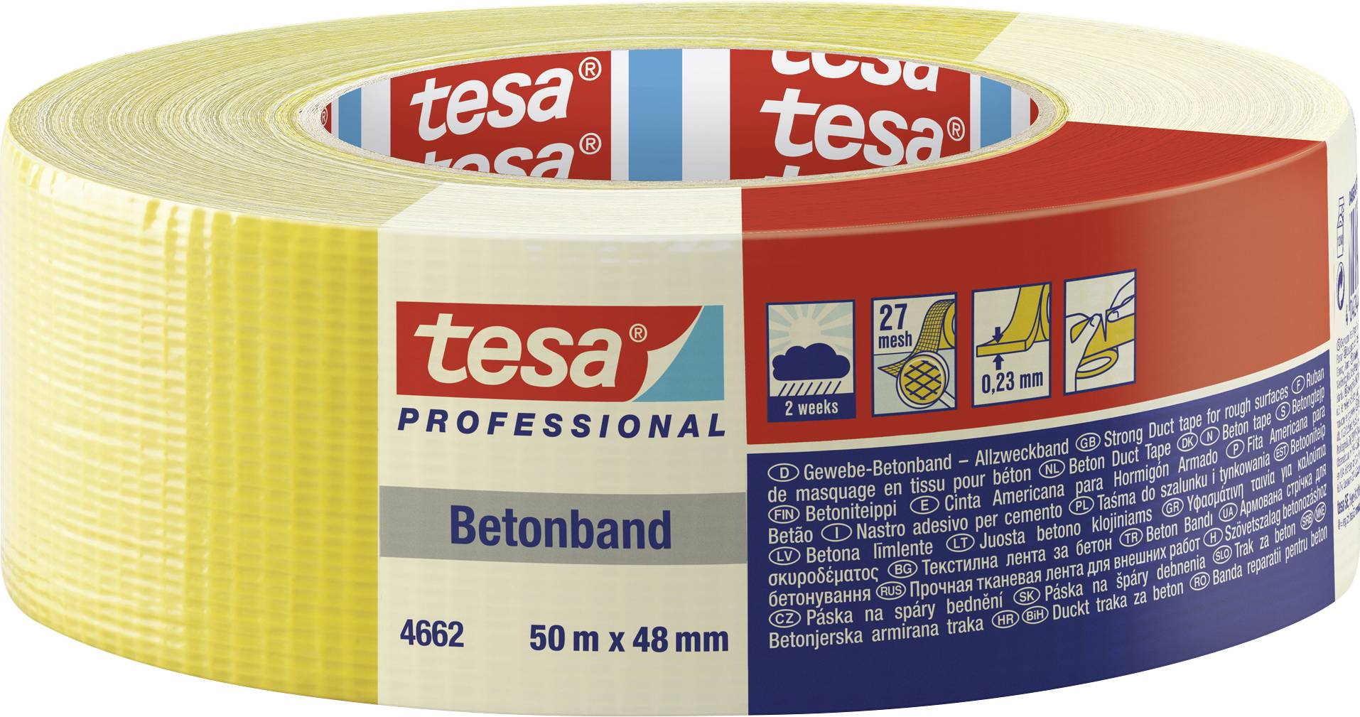 tesa 04662-00199-00 lepljiva traka od tkanine zuta 50 m x 48 mm 1 kom