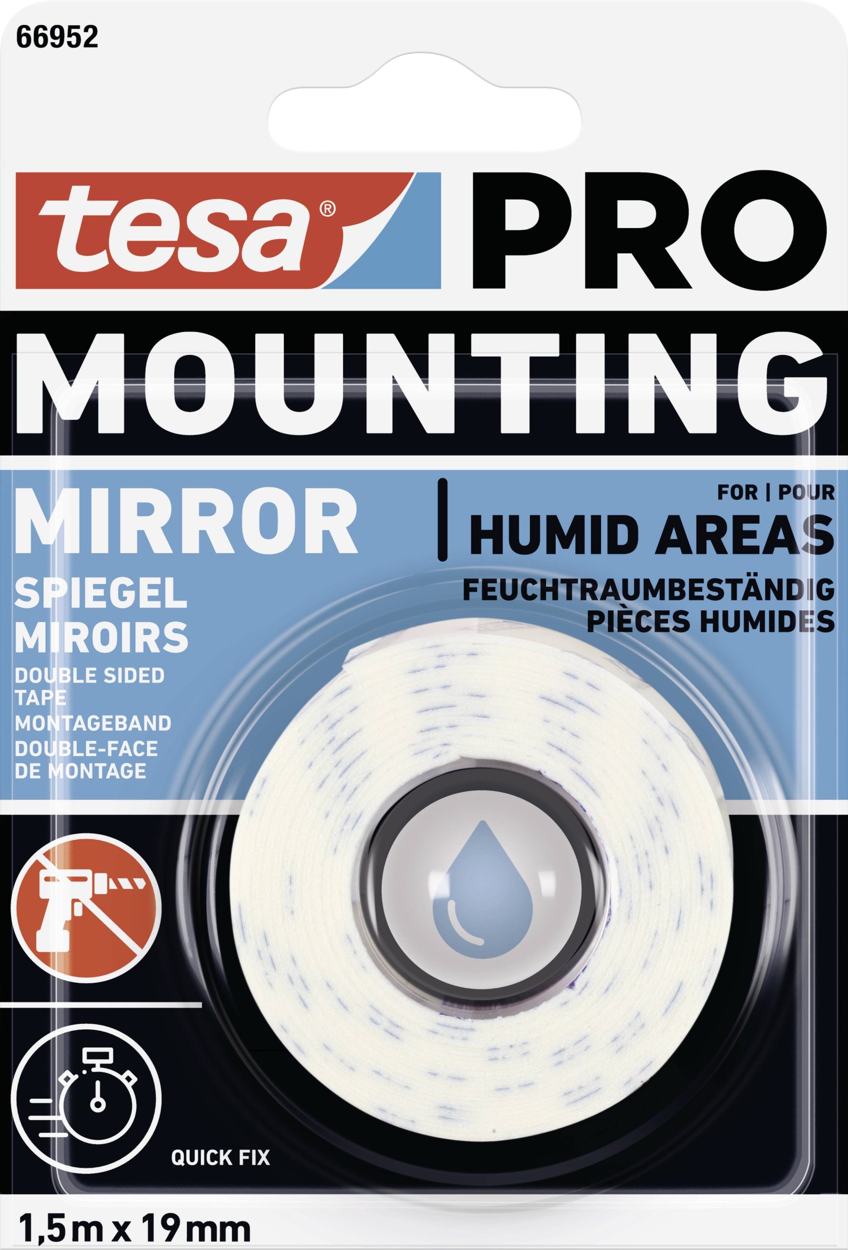 tesa 66952-00000-00 obostrana lepljiva traka bela 1.5 m x 19 mm 1 kom