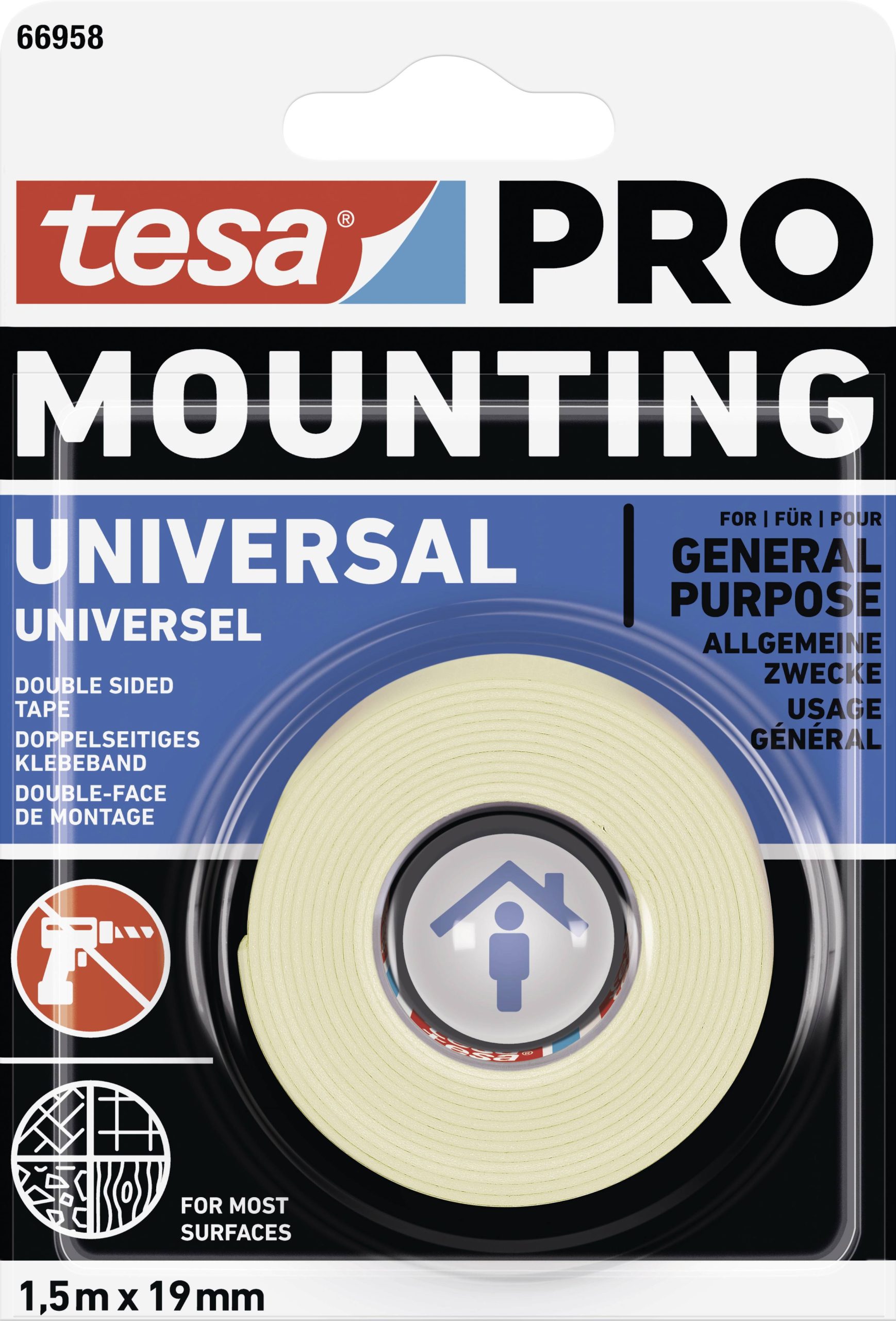 tesa 66958-00000-00 obostrana lepljiva traka bela 1.5 m x 9 mm 1 kom