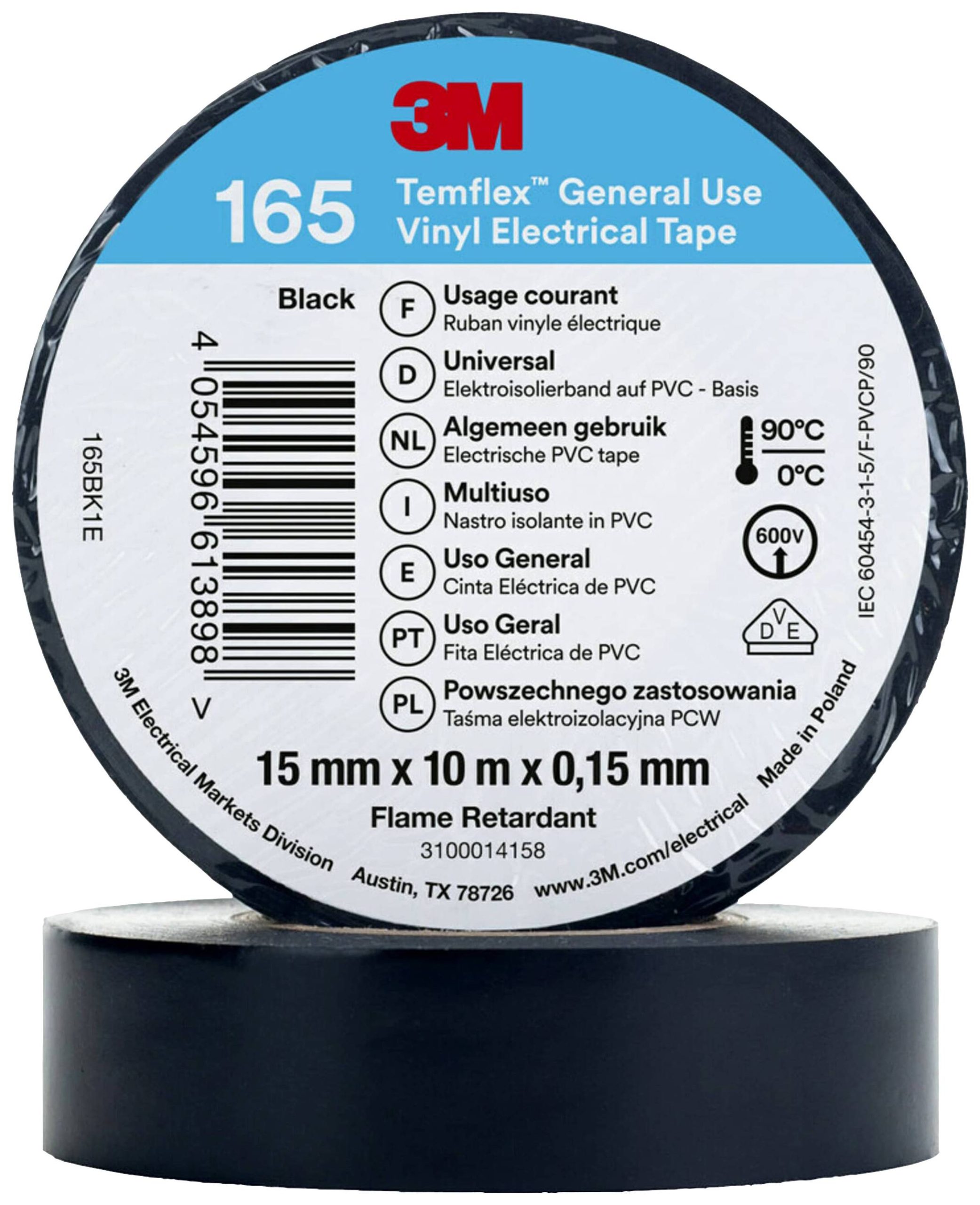 3M 165BK1E izolir traka crna 10 m x 15 mm 1 kom