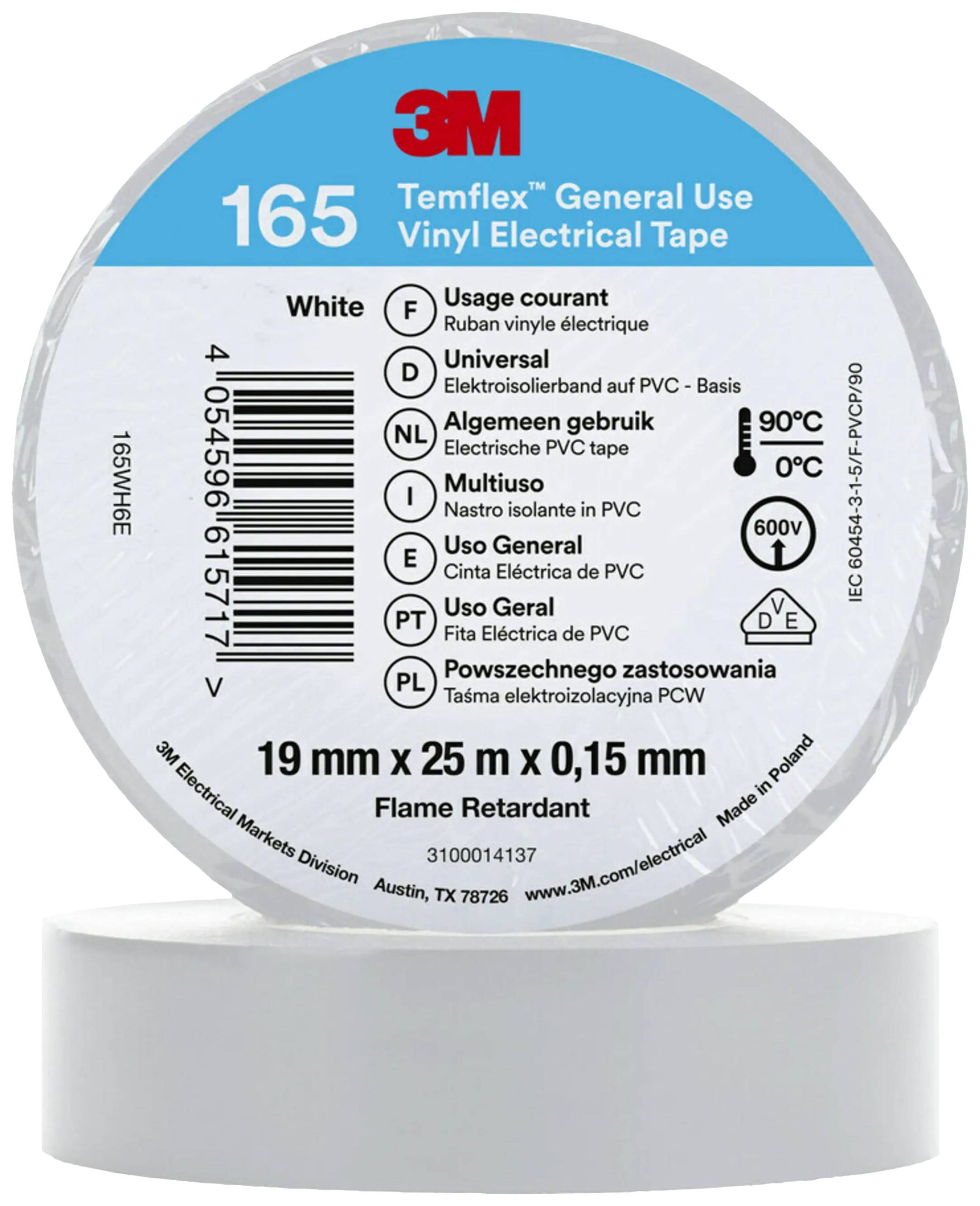 3M 165WH6E izolir traka bela 25 m x 19 mm 1 kom