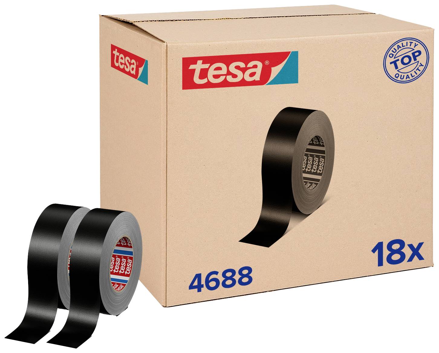 Tesa 4688 tekstilna lepljiva traka (pak. 18 kom) 50 m x 50 mm, crna, kaučuk, debljina 260 µm
