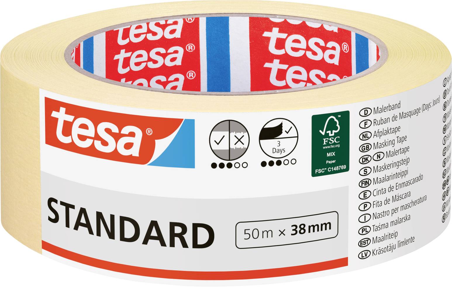 tesa STANDARD maskirna traka bela 50 m x 38 mm