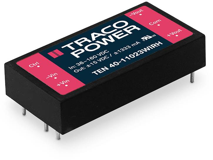 TracoPower TEN 40-11023WIRH DC/DC napajanje - ispravljač za štampanu ploču 110 V/DC +15 V/DC 1.333 A 40 W Broj izlaza: 2 x.