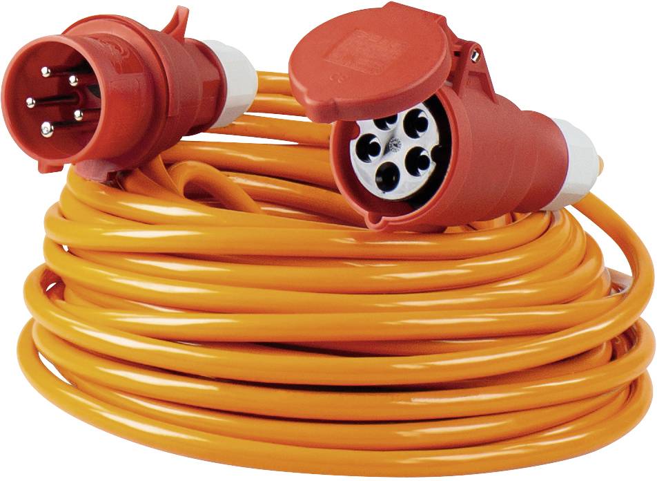 AS Schwabe 59525 Produzni kabl 16 A 25 m H07BQ-F 5G 1,5 mm2 400 V IP44 CEE utikac 16 A 5P - CEE spojnica 16 A 5P narandzasta