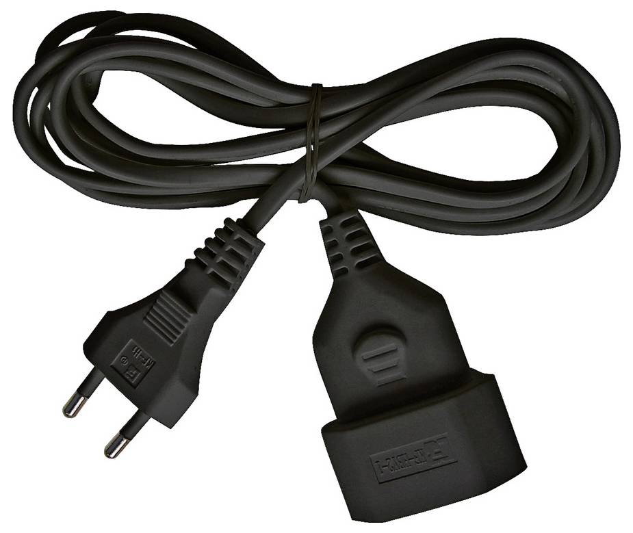 Brennenstuhl 1161800 Produzni kabl 5 m H03VVH2-F 2X 0,75 mm2 230 V IP20 1 uticnica Euro utikac - Euro uticnica crna