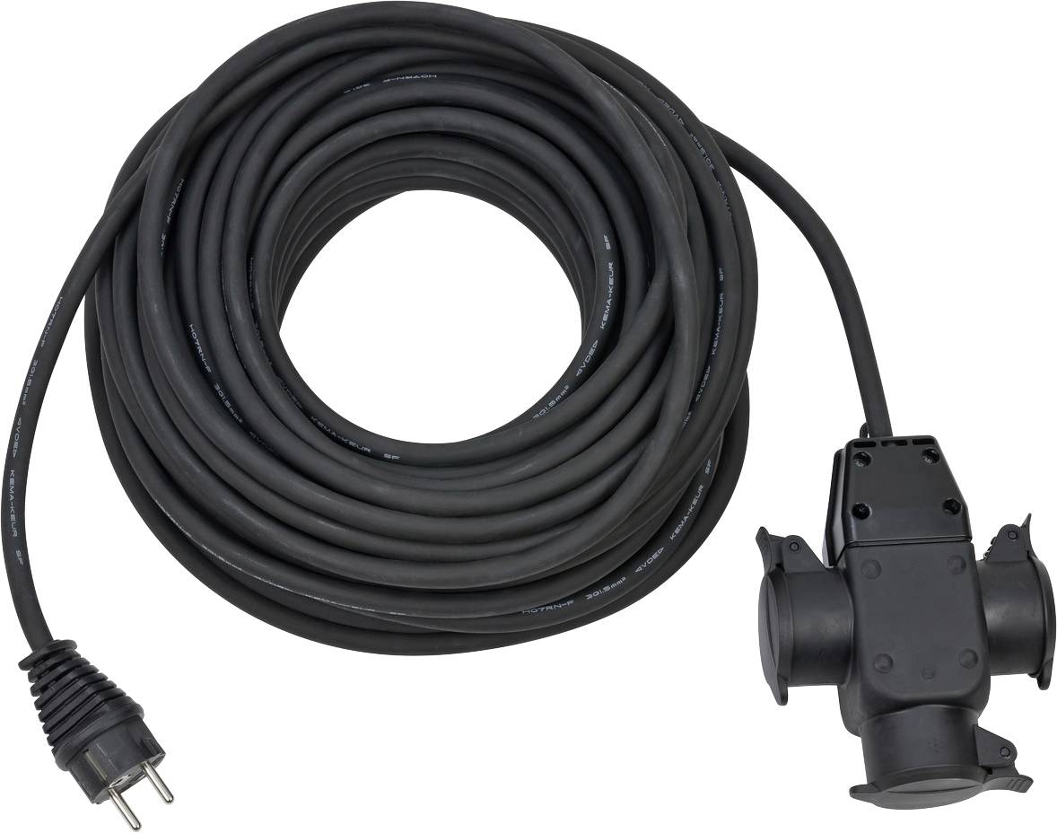Brennenstuhl 1167820301 Produzni kabl 25 m H05RN-F 3G 1,5 mm2 IP44 3 uticnice Schuko utikac - Schuko uticnica crna