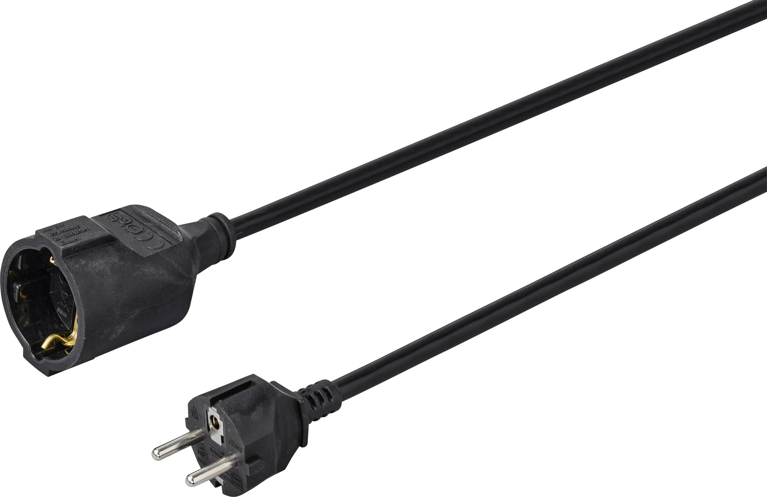 Sygonix SY-4872640 Produzni kabl 16 A 10 m H05VV-F 3G 1,5 mm2 230 V AC IP20 Schuko utikac - Schuko uticnica crna
