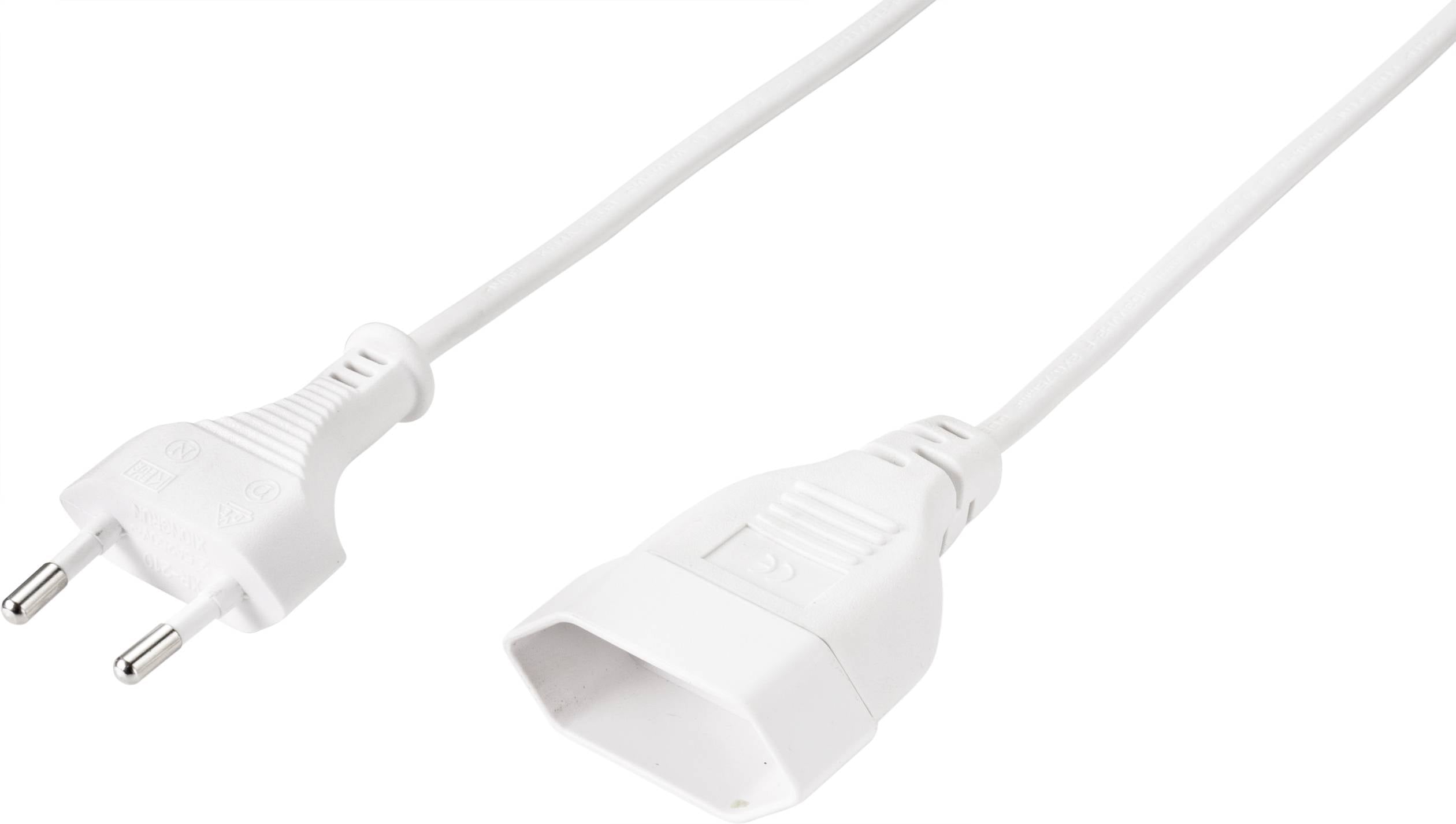 Sygonix SY-5044232 Produzni kabl 2.5 A 0.20 m H03VVH2-F 2X 0,75 mm2 230 V Euro utikac - Euro uticnica bela