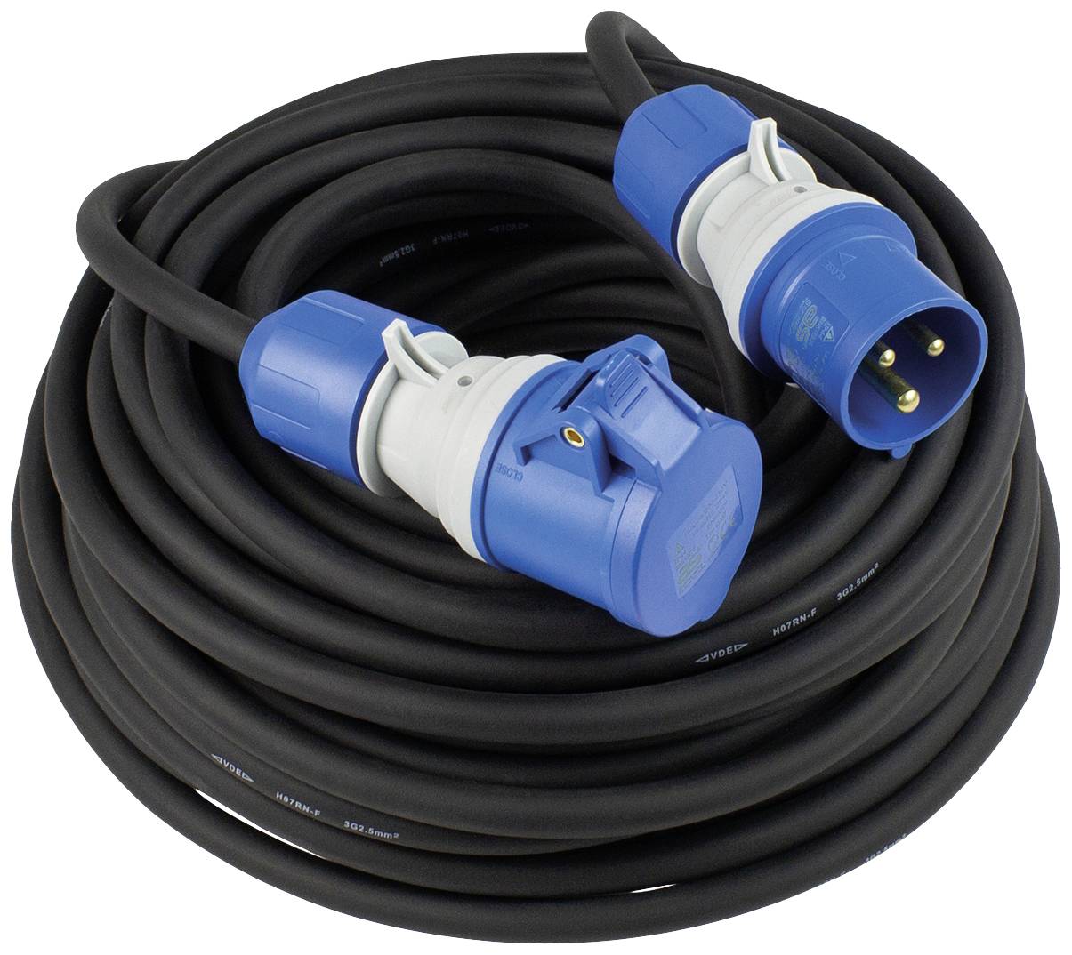 AS Schwabe 61409 Produzni kabl 16 A 25 m H07RN-F 3G 2,5 mm2 230V/16A IP44 CEE utikac 16 A 3P - CEE spojnica 16 A 3P crna, plava