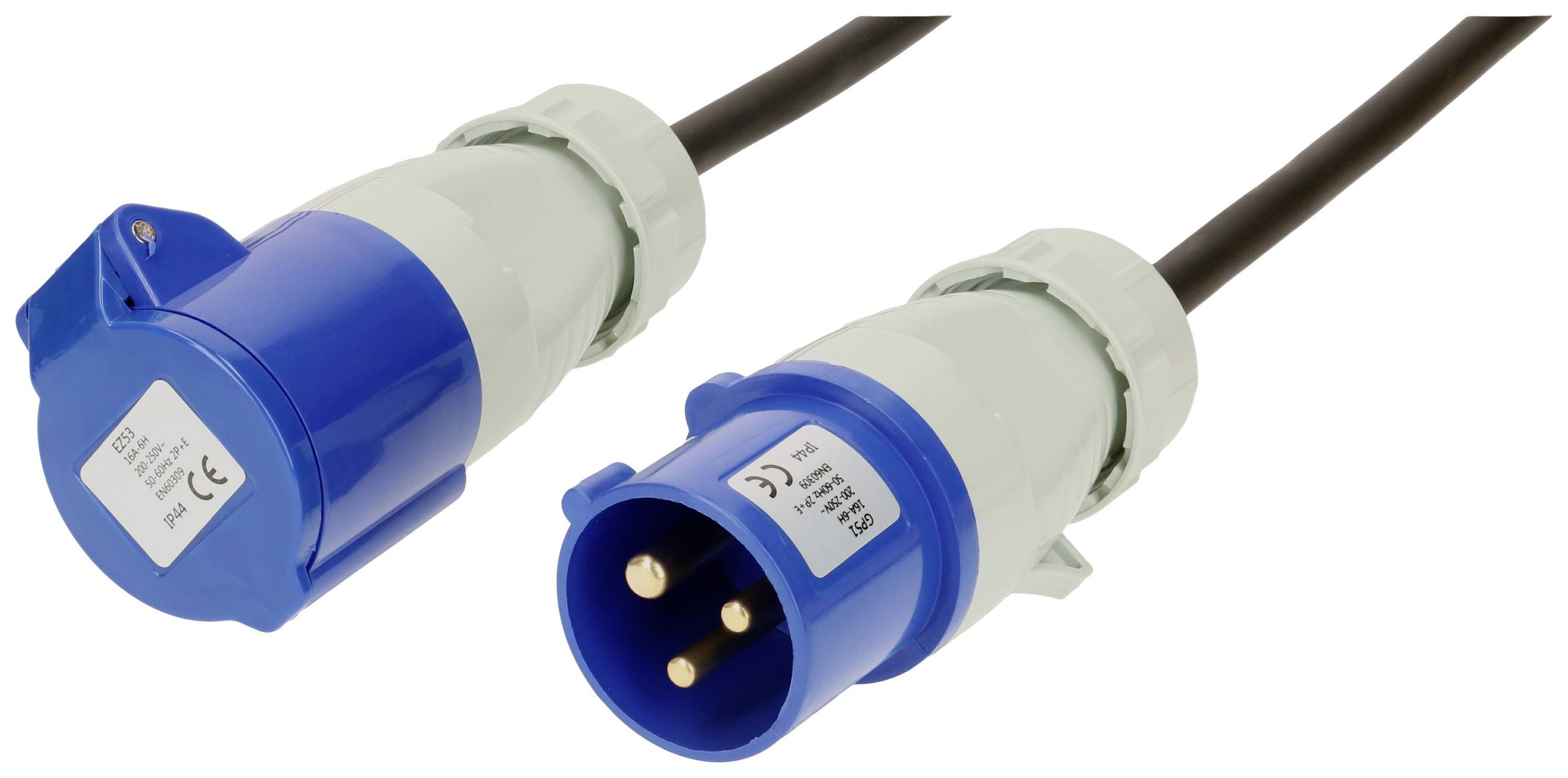 Max Hauri 165376 Produzni kabl 16 A 25 m H07RN-F 3G 1,5 mm2 230 V IP44 CEE utikac 16 A 3P - CEE spojnica 16 A 3P plava, crna