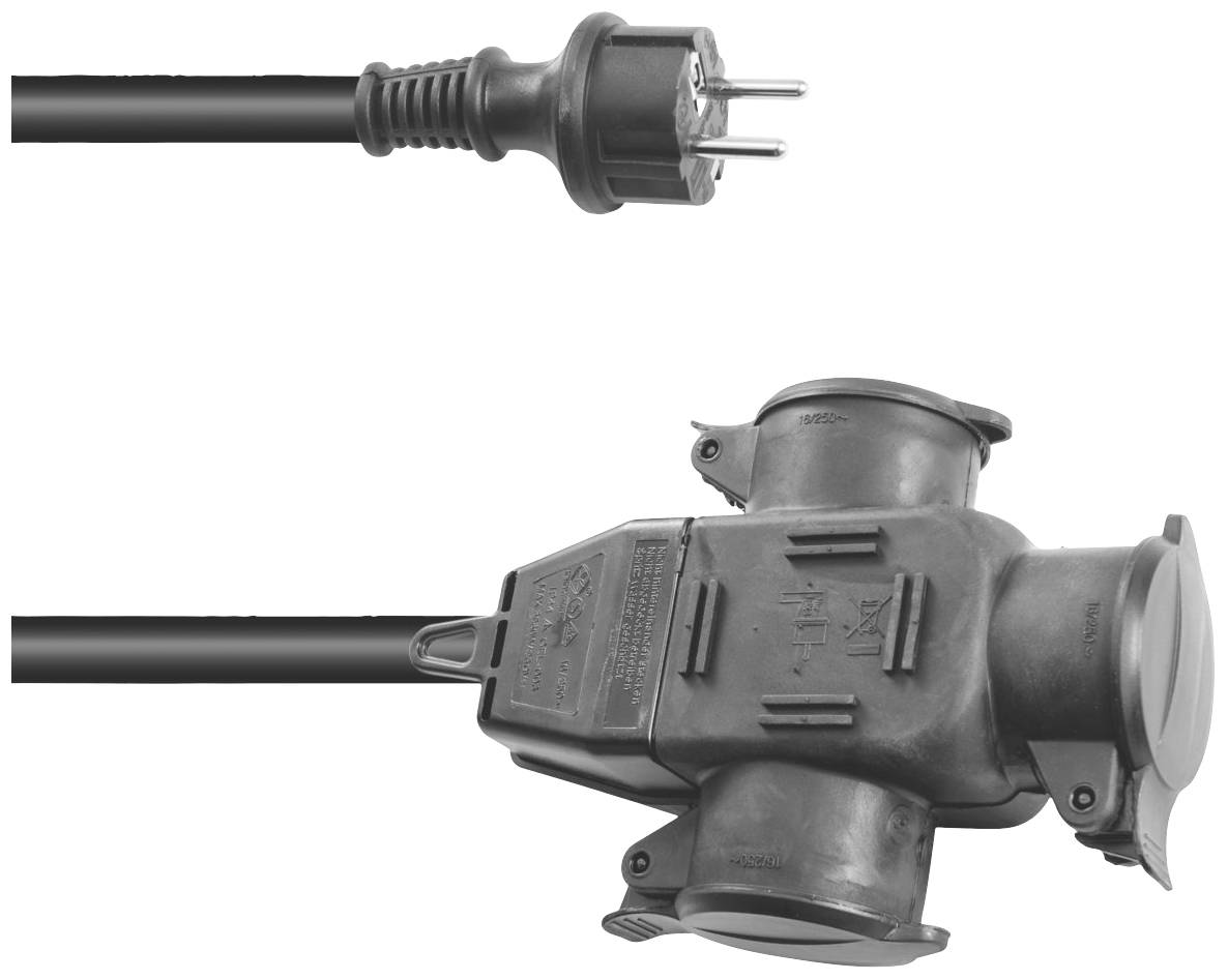 Eurolite 3024701E Produzni kabl 5 m H07RN-F 3G 2,5 mm2 230 V IP44 3 uticnice Schuko utikac - Schuko uticnica crna