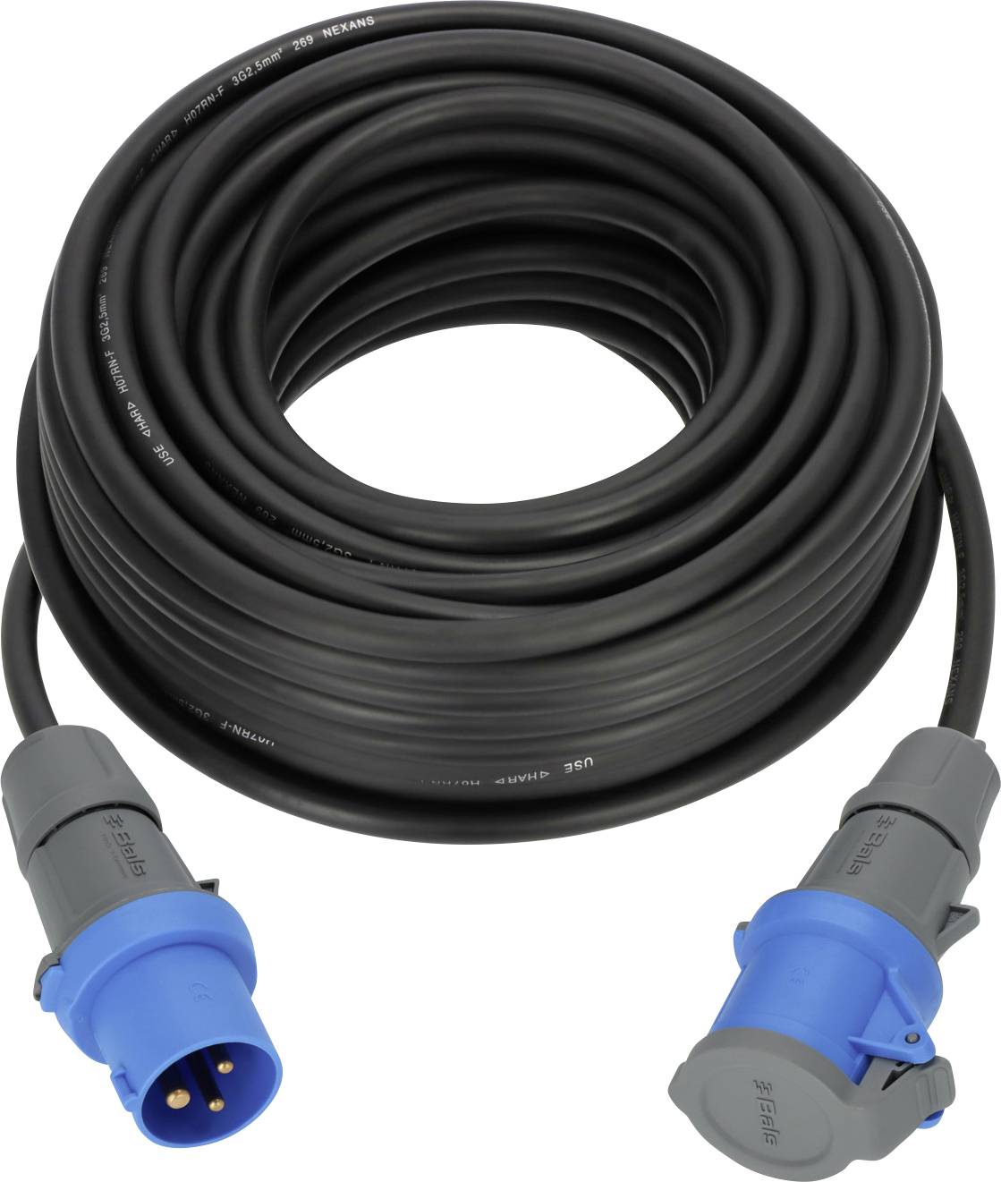 Brennenstuhl Produzni kabl 25 m H07RN-F 3G 2,5 mm2 IP44 CEE utikac 16 A 3P - CEE spojnica 16 A 3P crna, siva, plava