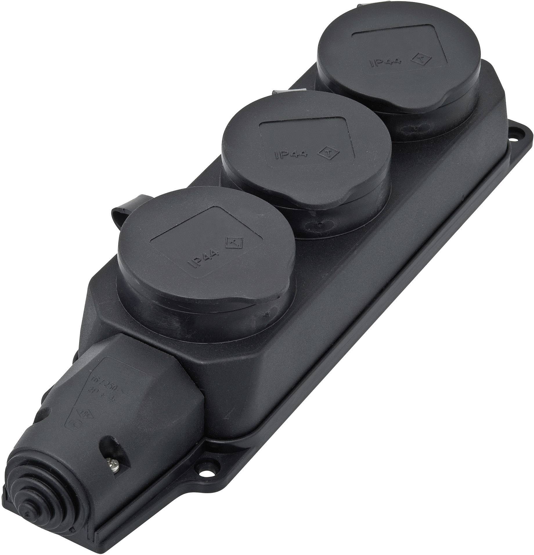 InterBar 9006-004.01 razdelnik - produzni kabl 3x 230 V IP44 crna