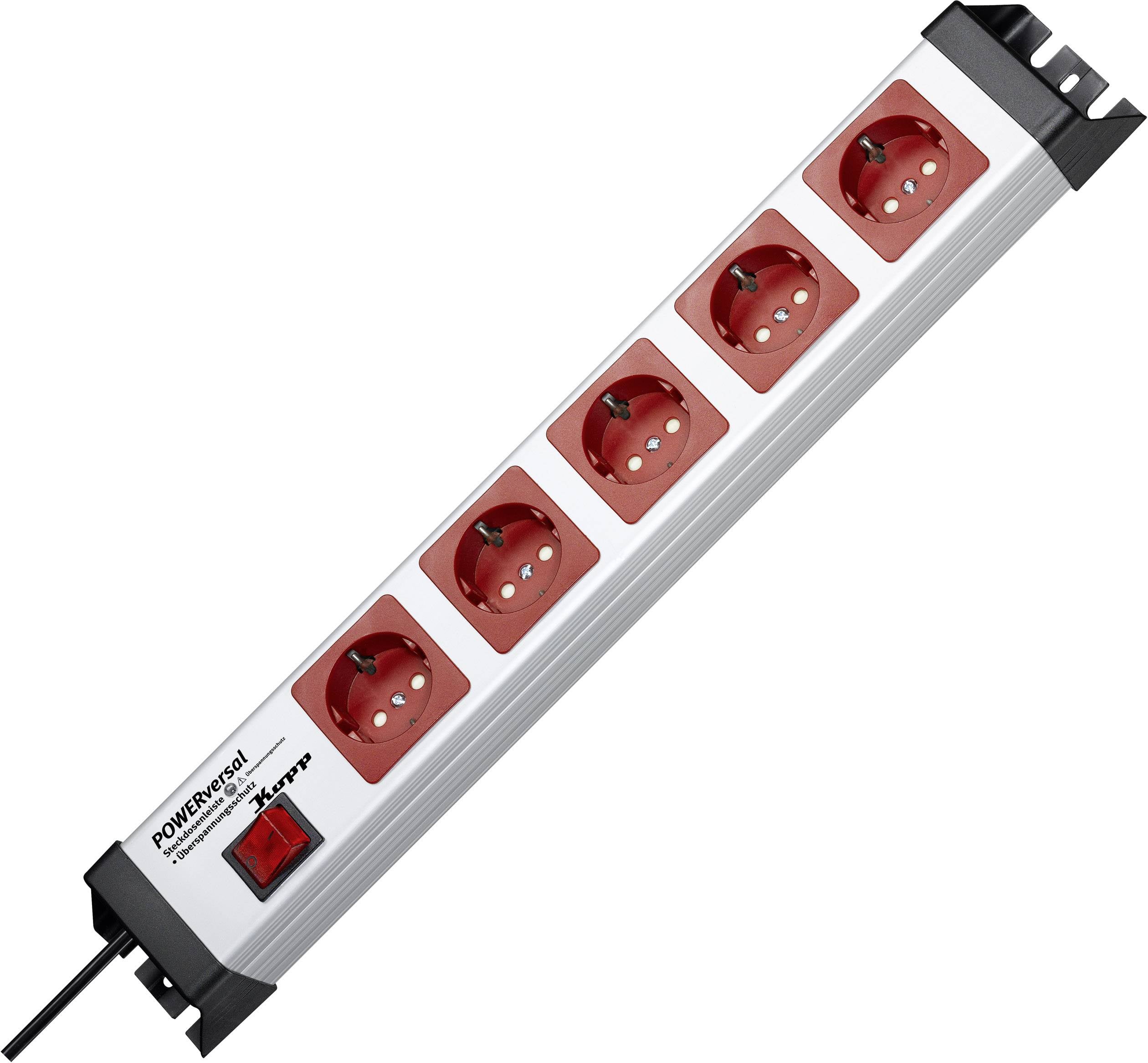 Kopp 227720019 razdelnik - produzni kabl sa prenaponskom zastitom 5x 1.40 m 230 V 3600 W IP20 siva, crna, crvena sa prekidacem
