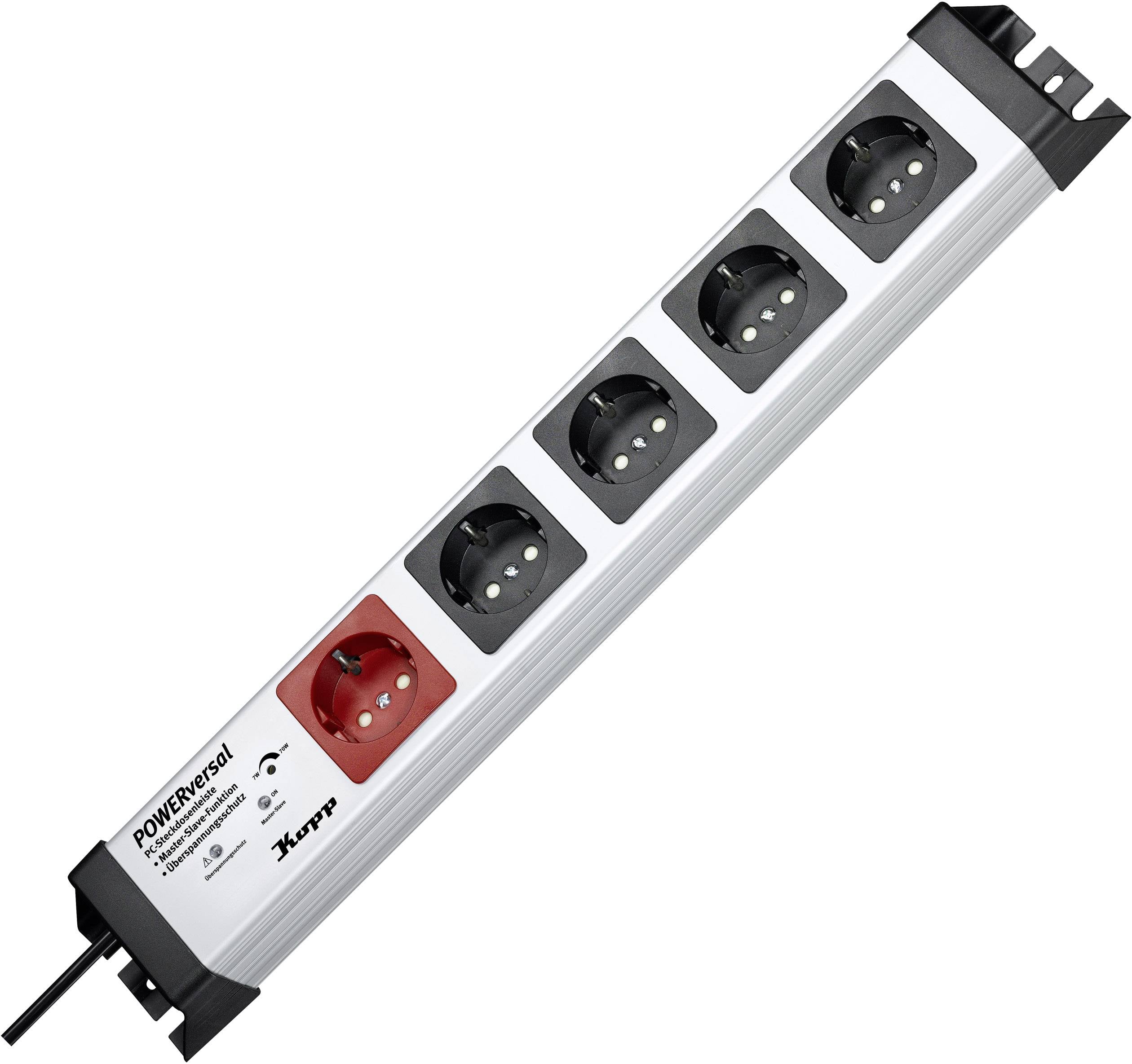 Kopp 227820012 razdelnik - produzni kabl 5x 1.40 m 230 V 3600 W IP20 siva, crna sa prekidacem