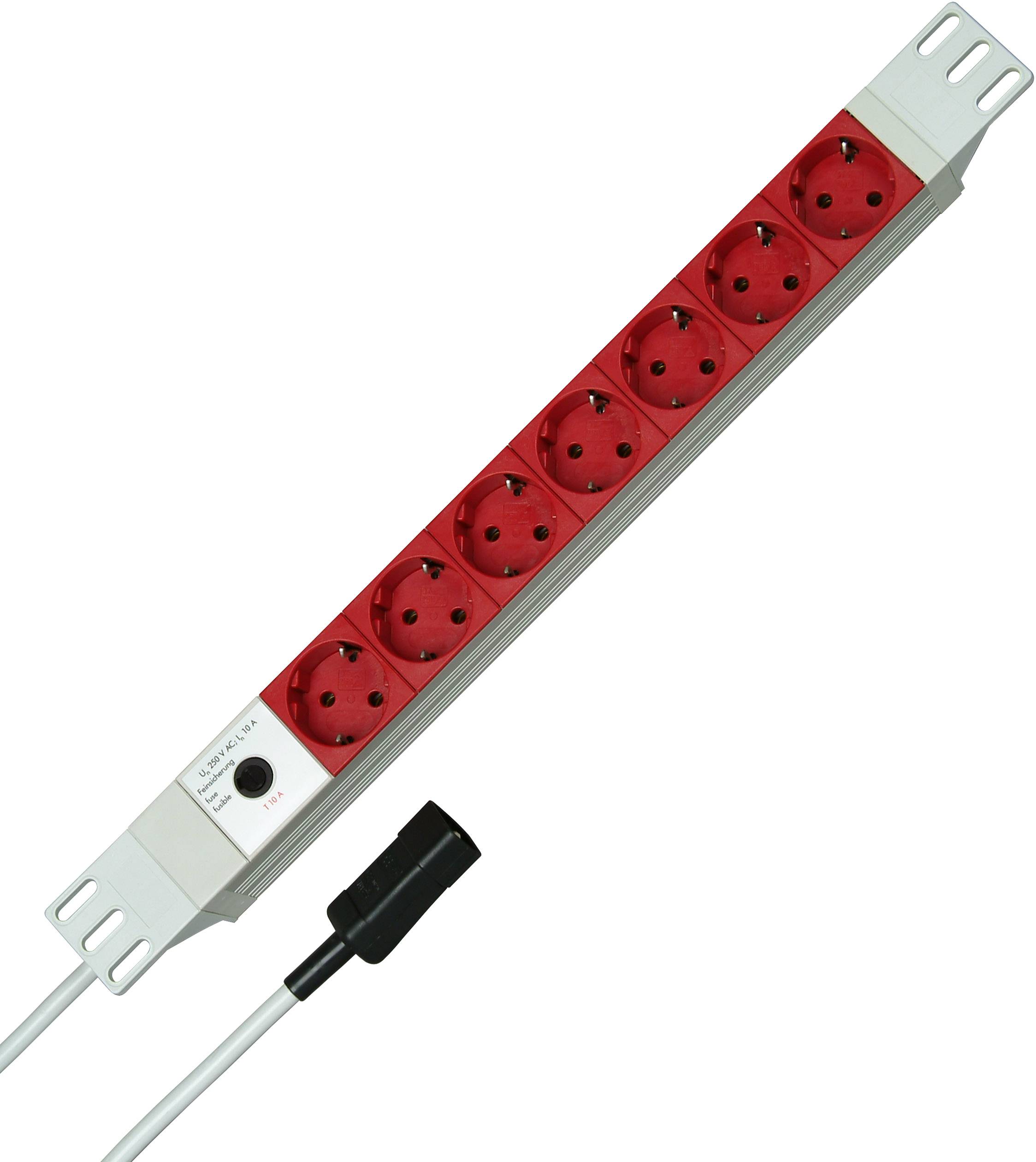 Kopp 931704011 razdelnik - produzni kabl 19'' 7x 2.00 m 230 V bela, crvena
