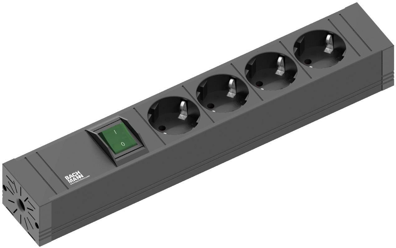 Bachmann 1485485 razdelnik - produzni kabl 4x 2.00 m 230 V crna sa prekidacem