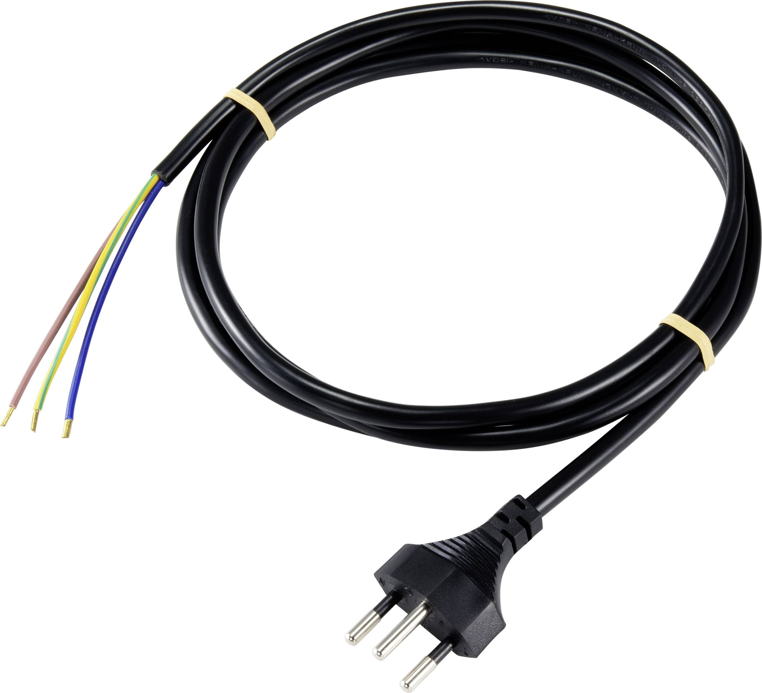 Basetech XR-1638089 Prikljucni kabl 10 A 2 m H05VV-F 3G 0,75 mm2 230 V crna