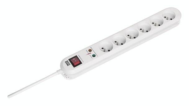 Bachmann 381.2512K razdelnik - produzni kabl 6x 3.00 m 250 V 3.680 W IP20 bela sa prekidacem