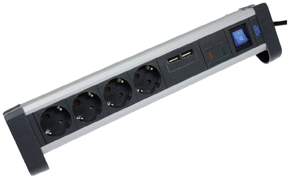 Schwabe 1857573 razdelnik - produzni kabl 4x 1.50 m 230 V 3500 W IP20 crna, srebrna
