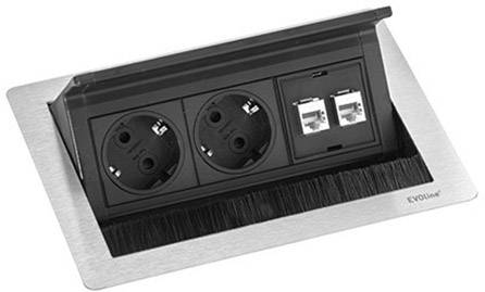 EVOline 159370028100 ugradni razdelnik - produzni kabl 2x 230 V 3600 W IP20 legirano jeklo, crna