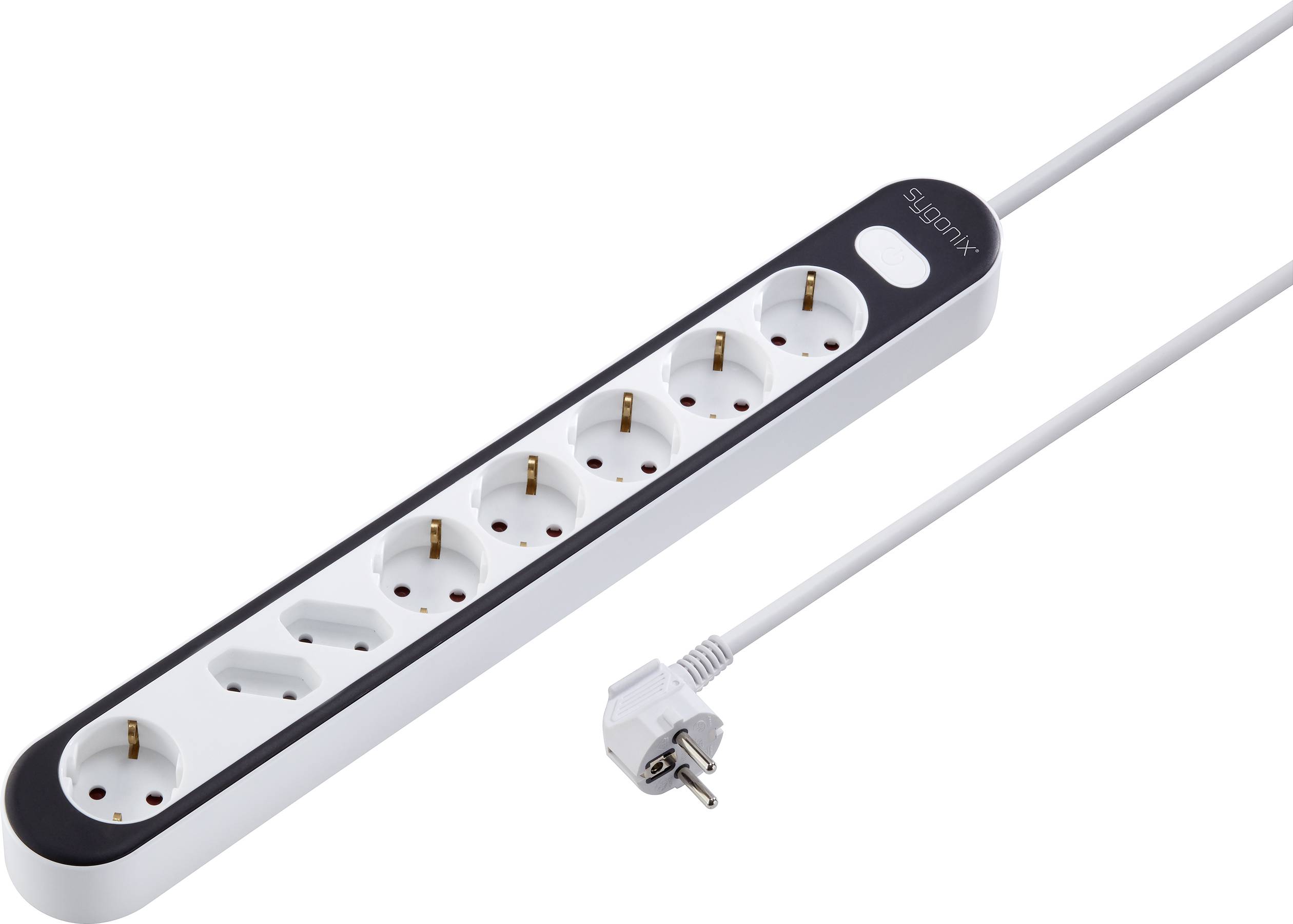 Sygonix SY-4538274 razdelnik - produzni kabl 8x 1.40 m 250 V/AC 3680 W bela, crna sa prekidacem