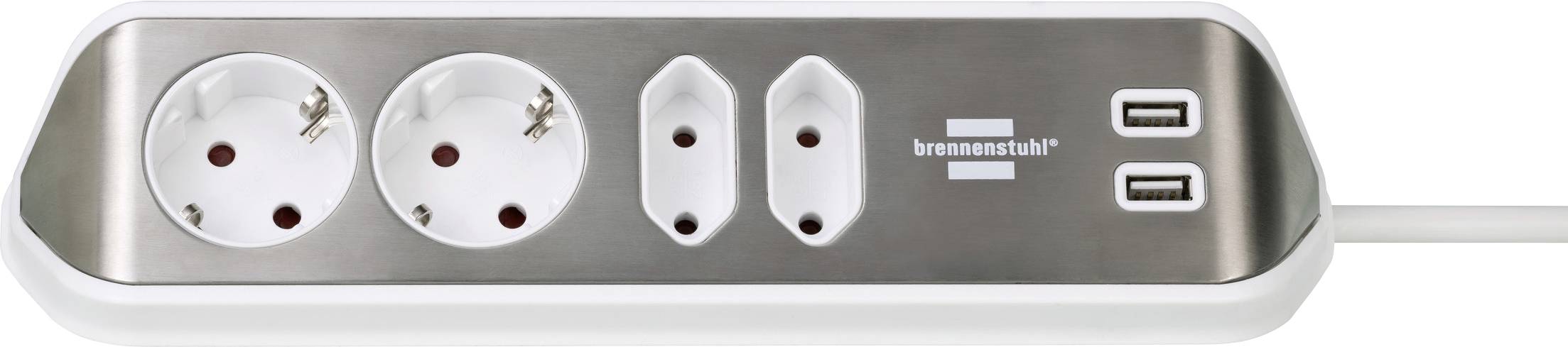 Brennenstuhl 1153590420 namizna uticnica 6x 2.00 m 230 V IP20 srebrna, bela