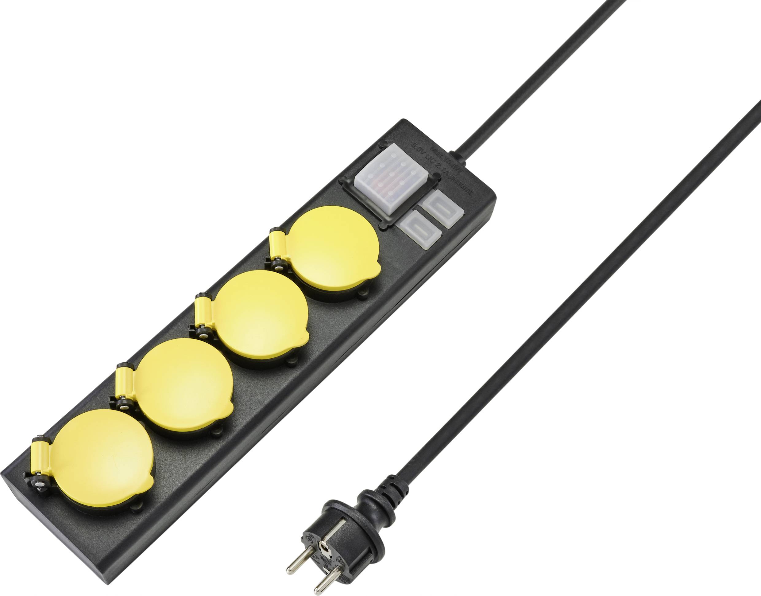 Sygonix RF-4737806 razdelnik - produzni kabl 4x 1.40 m 230 V/AC IP44 crna, zuta sa prekidacem