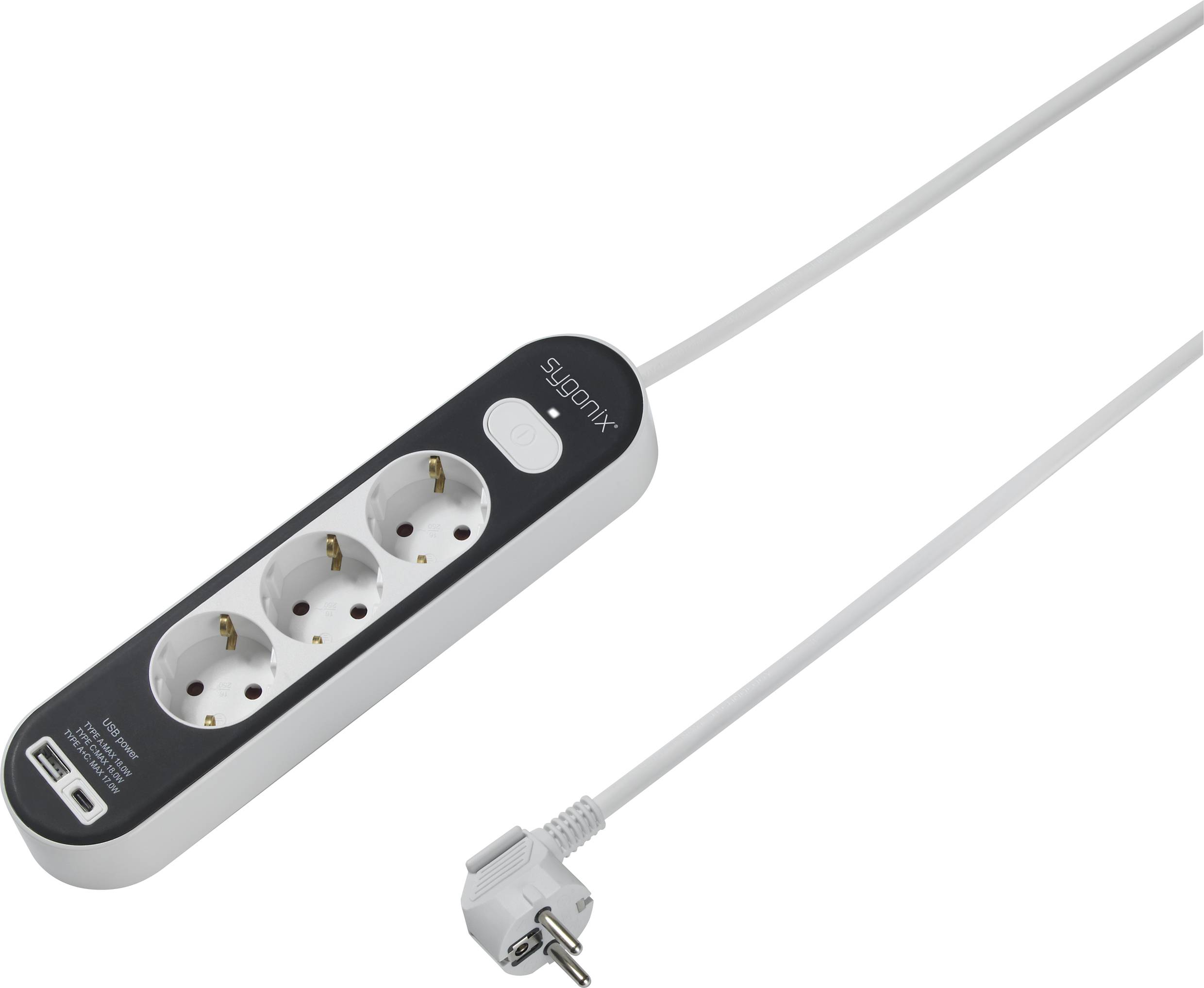 Sygonix SY-4755366 razdelnik - produzni kabl 3x 1.40 m 230 V/AC bela, siva sa prekidacem