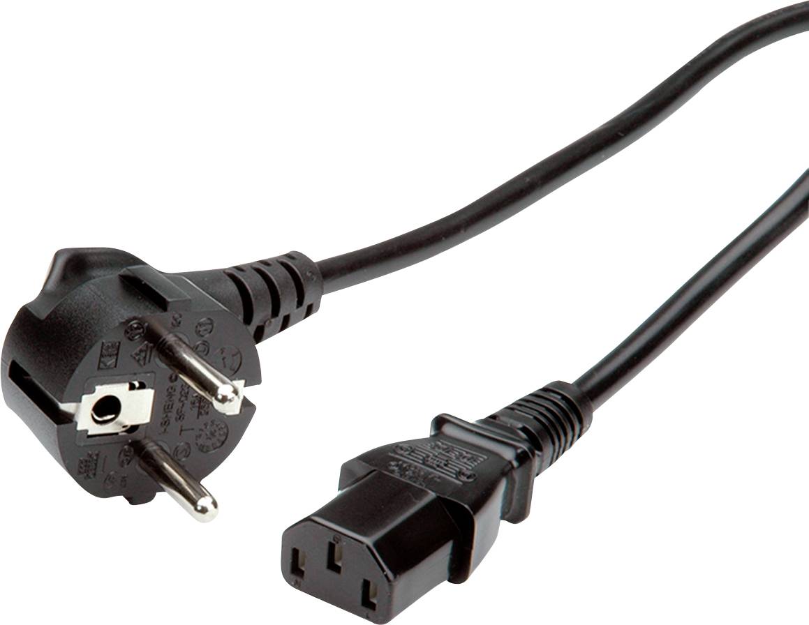Value ravna IEC Napojni kabl 10 A 1.80 m 250 V/AC Schuko utikac - IEC crna