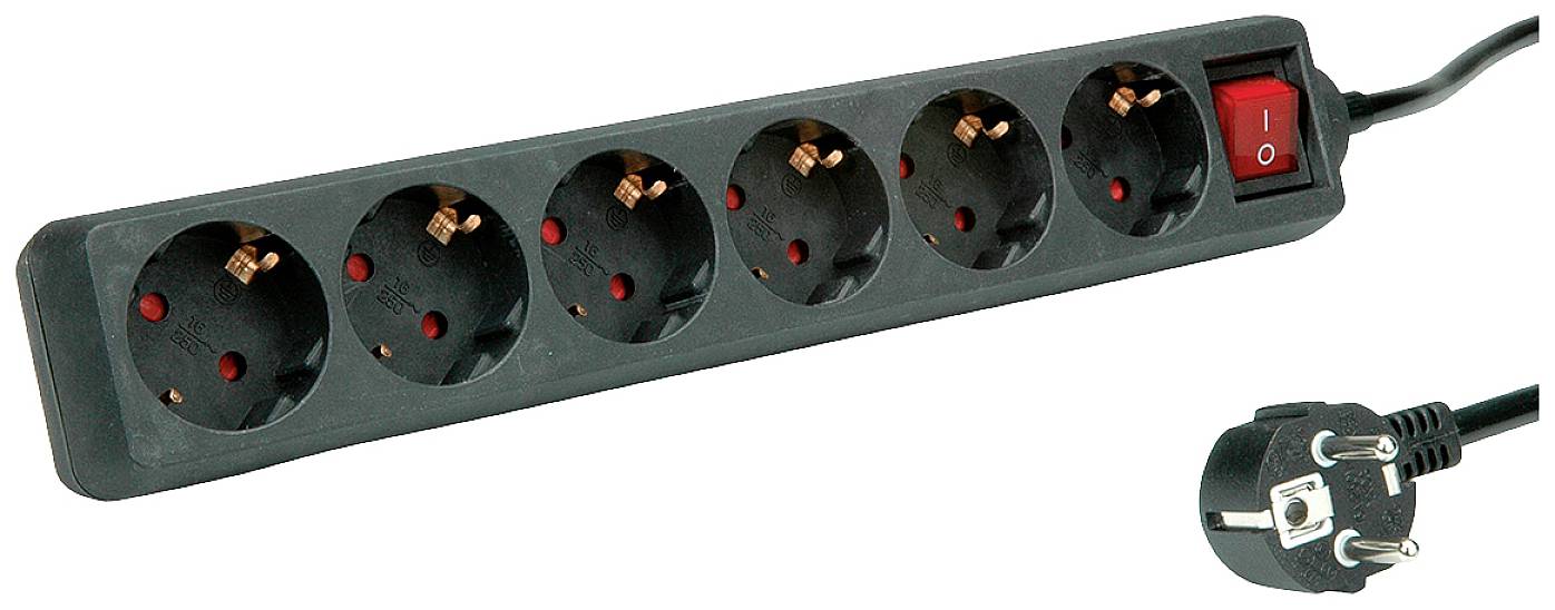 Roline 19.07.1077 razdelnik - produzni kabl 6x 10.00 m 250 V/AC 3600 W crna sa prekidacem