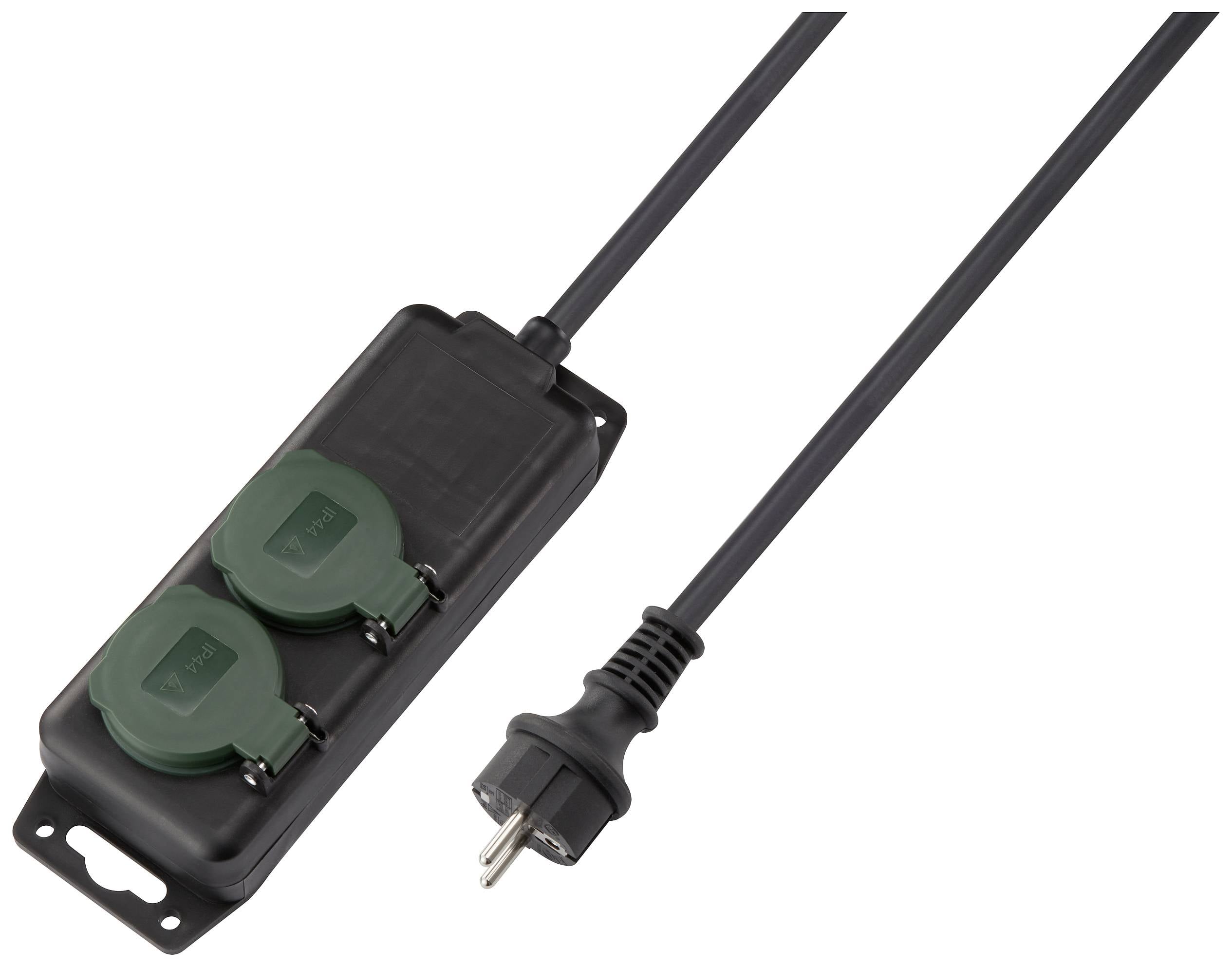 Sygonix SY-5145338 razdelnik - produzni kabl 2x 1.40 m 230 V/AC IP44 crna, zelena