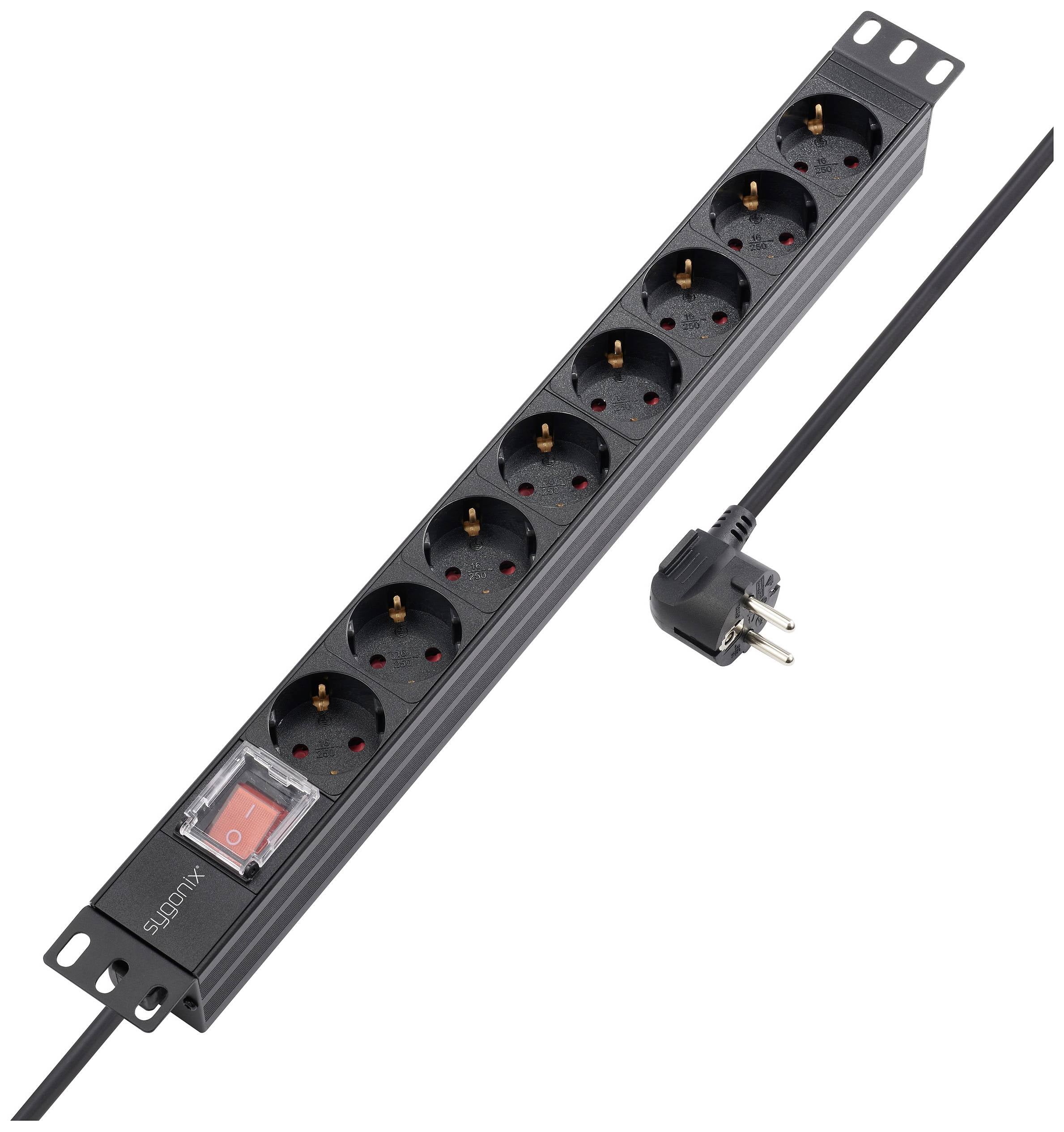 Sygonix SY-5799002 razdelnik - produzni kabl 19'' 8x 1.80 m 230 V/AC crna sa prekidacem