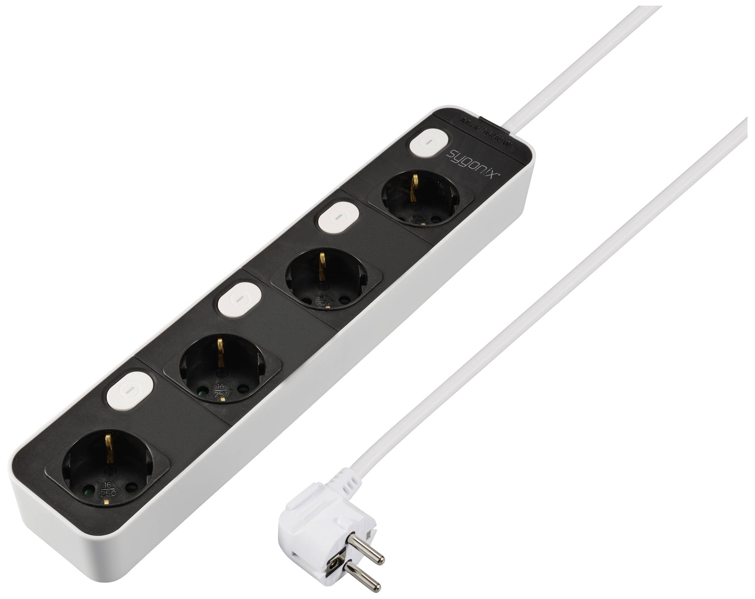Sygonix SY-6118236 razdelnik - produzni kabl 4x 1.40 m 230 V/AC crna, bela