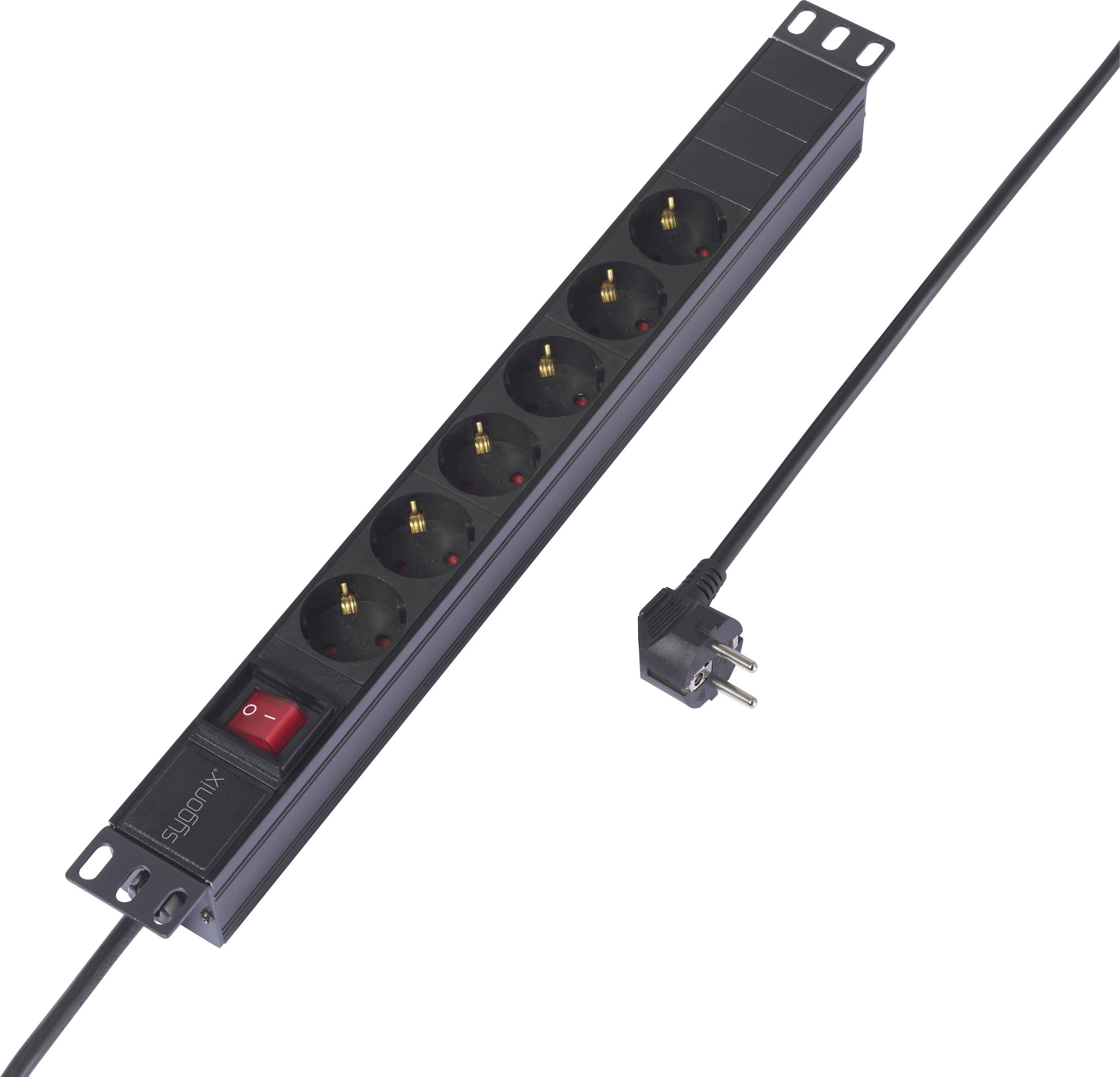 Sygonix SY-6736978 razdelnik - produzni kabl 19'' 6x 2 m 230 V/AC crna sa prekidacem